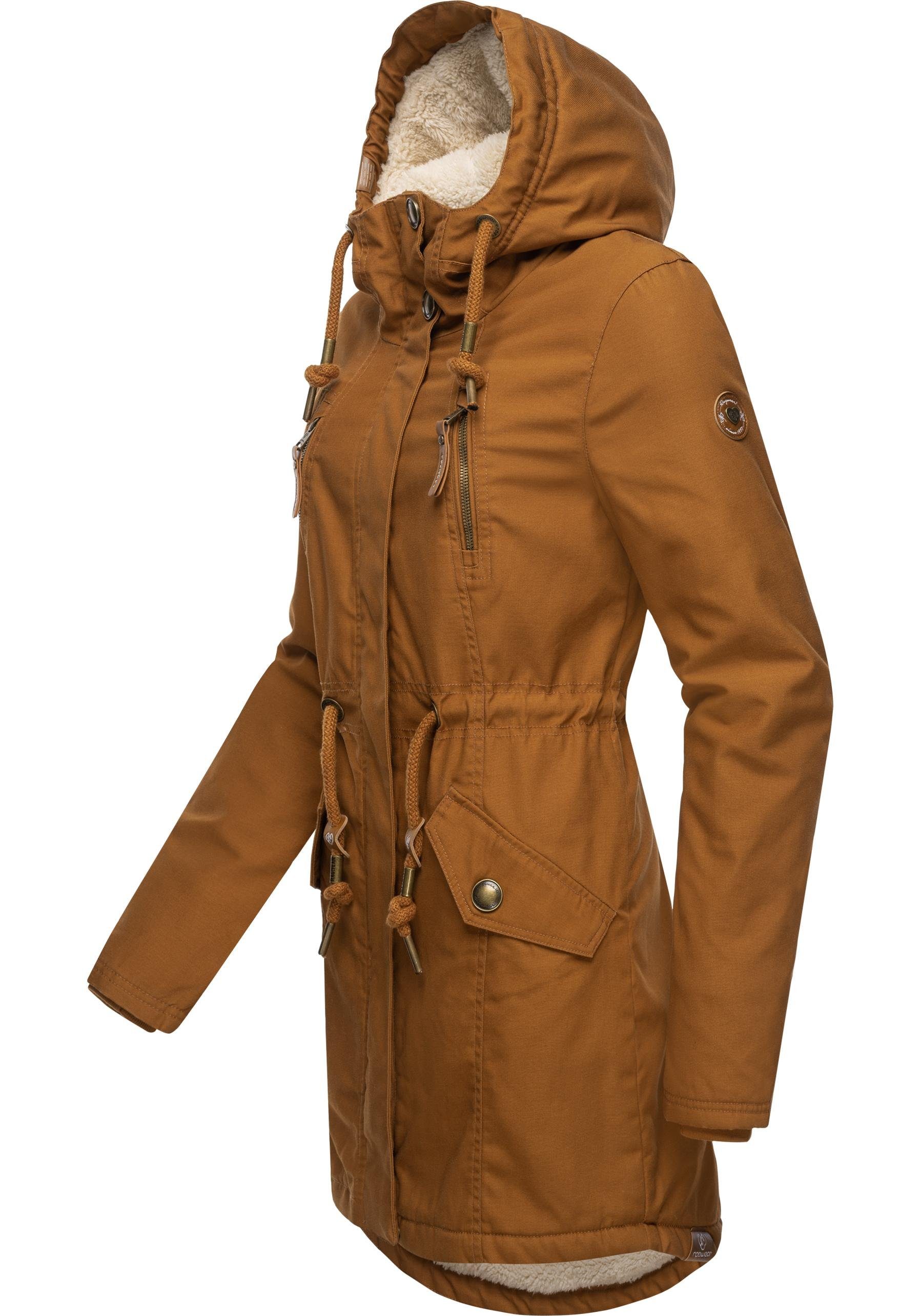 Ragwear Wintermantel Elsie stylischer Winterparka mit Kapuze und Teddyfleec günstig online kaufen