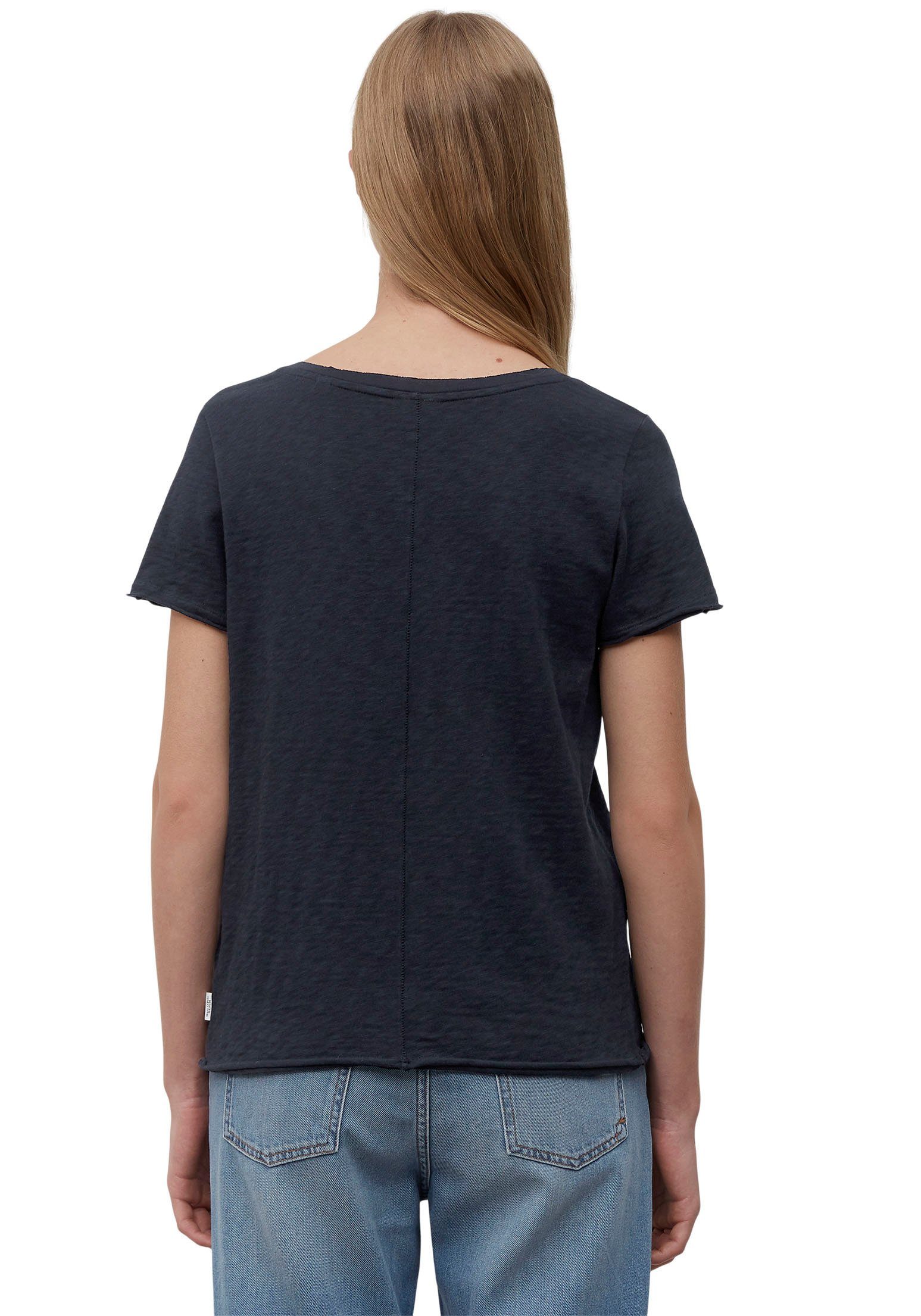 mit marine DENIM T-Shirt V-Neck O'Polo Marc abgerundetem