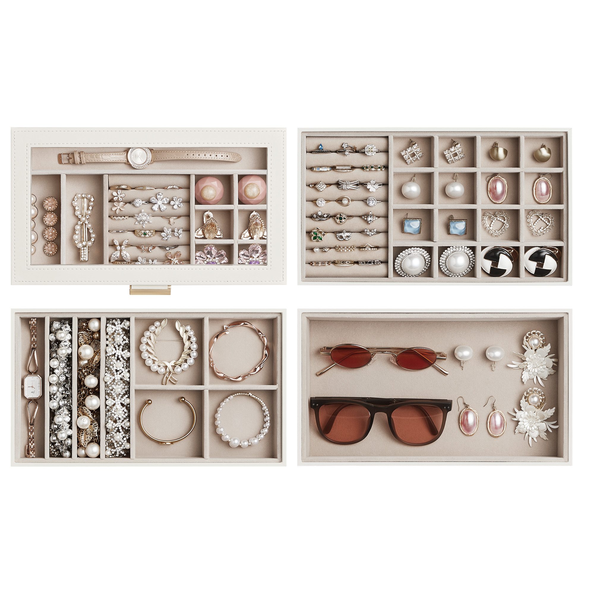 Ketten Organizer 4 Stück Schmucktabletts Schmuck Organizer Schublade Schmuckaufbewahrung Schmuckkästen Stapelbar Armband Mädchen