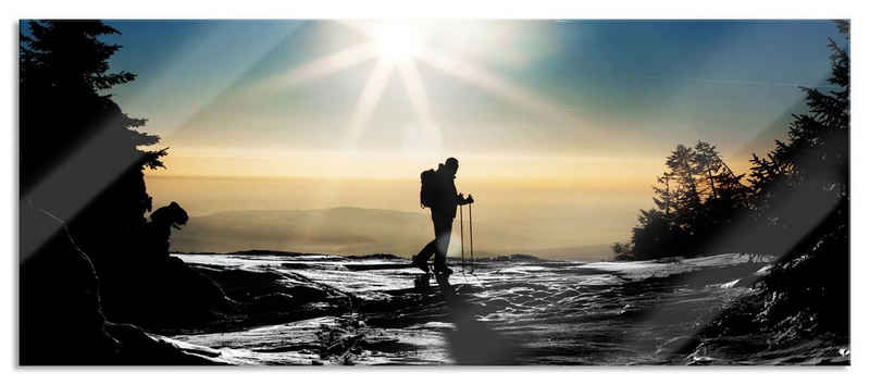 Pixxprint Glasbild Ski Langläufer Berg, Ski Langläufer Berg (1 St), Glasbild aus Echtglas, inkl. Aufhängungen und Abstandshalter