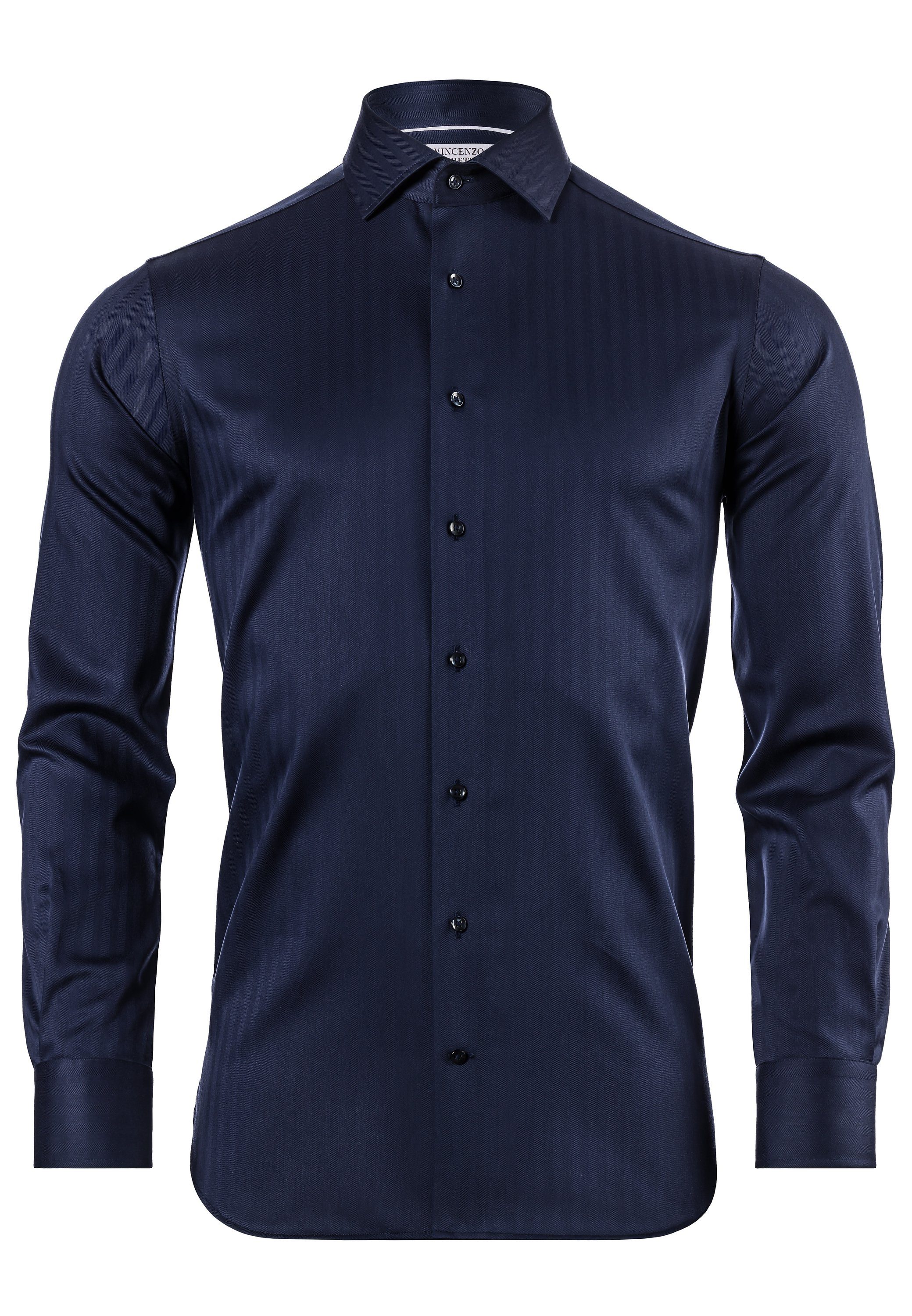 Vincenzo Boretti Businesshemd gerader Schnitt bügelfrei Fischgrat