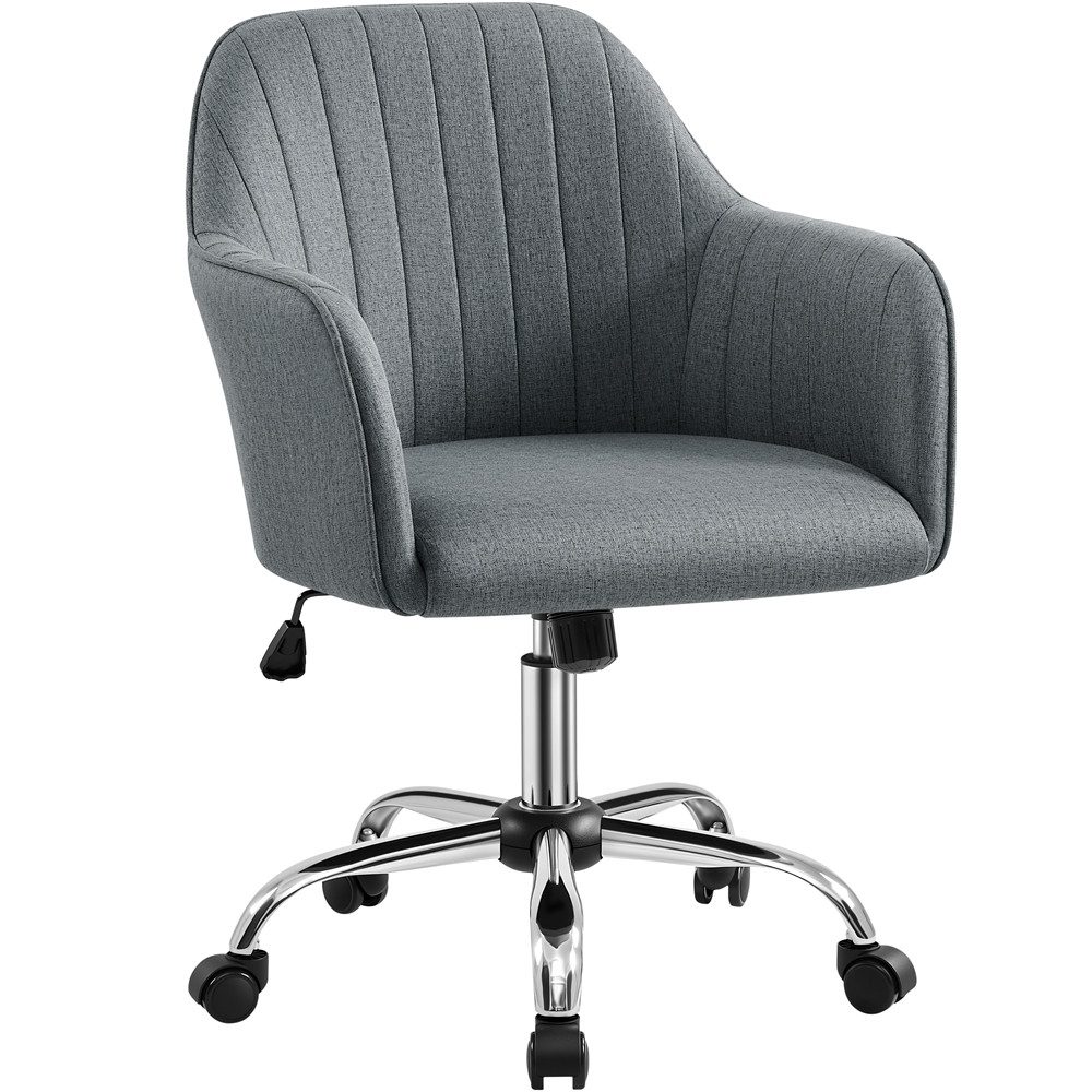 Yaheetech Drehstuhl Bürostuhl auf 5 Rollen Höhenverstellbar & Drehbar, Polsterstuhl ergonomischer Schreibtischstuhl mit Wippfunktion