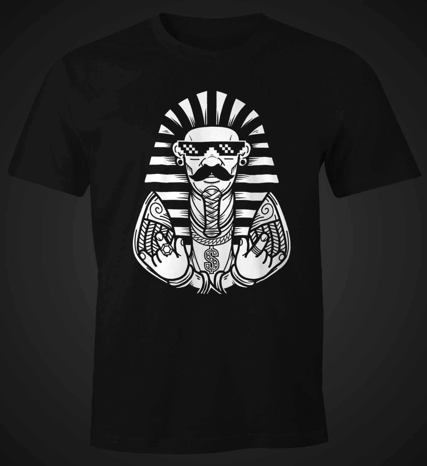 MoonWorks Print-Shirt Herren T-Shirt mit Fun-Shirt Moonworks® Thug Life King Print Gangster