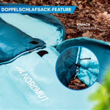 Nordmut Mumienschlafsack Sommerschlafsack Ultraleicht & kompakt [100 GSM] kleines Packmaß, Sleeping Bag koppelbar, [900g] ideal für Outdoor, Camping und Reisen