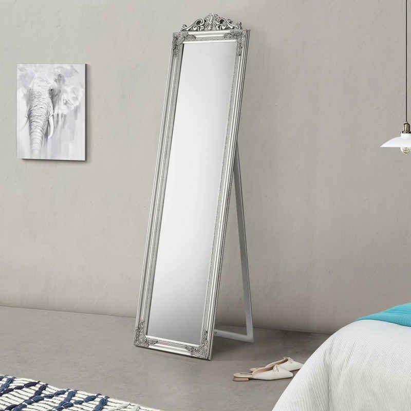 en.casa Standspiegel, »Arezzo« Ganzkörperspiegel kippbar 160 x 40 cm Silberfarben