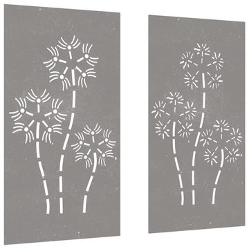 vidaXL Wandbild 2-tlg. Garten-Wanddeko 105x55 cm Cortenstahl Blumen-Design