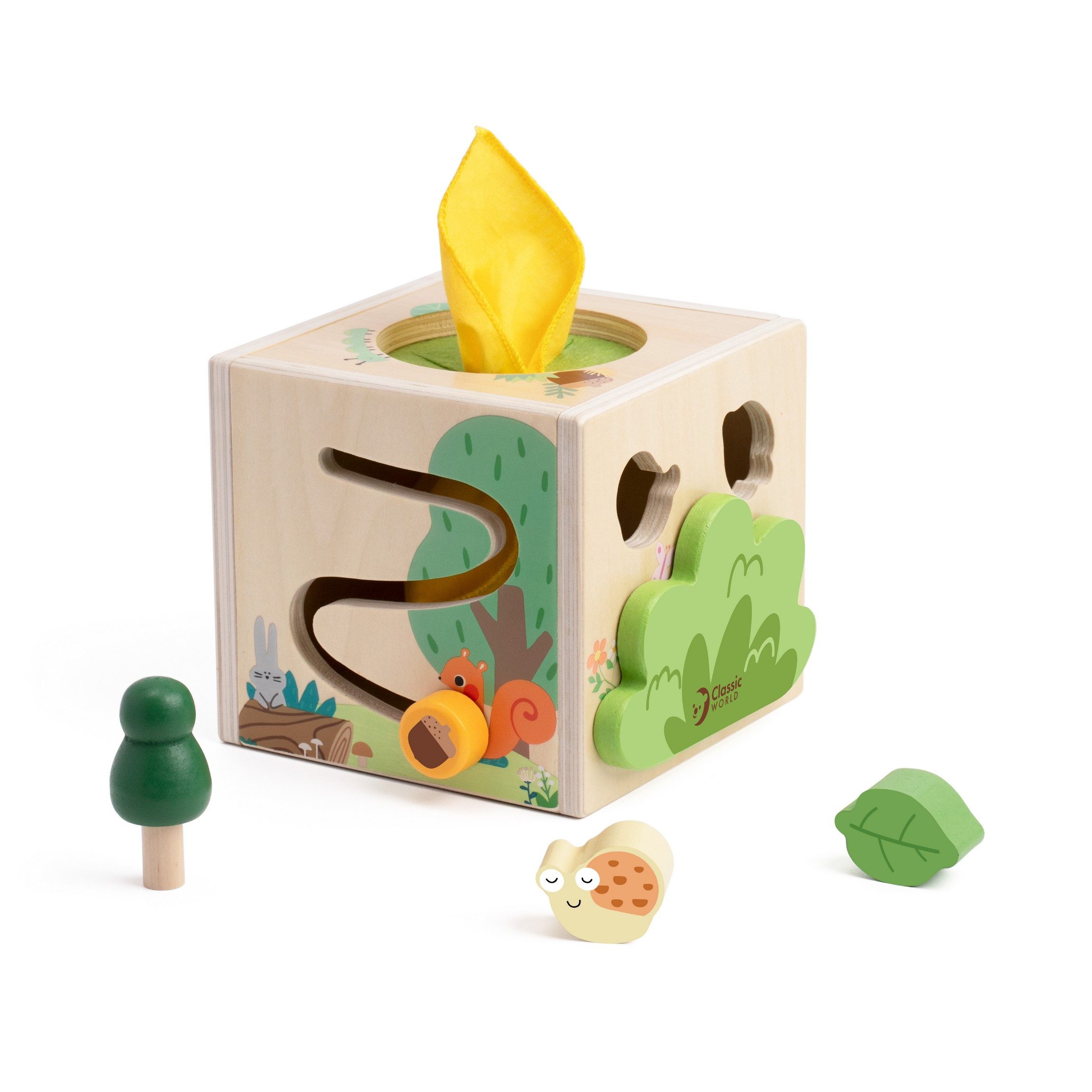 Classic World Steckspielzeug Classic World - Steckwürfel Garten - 17,5x15,3x12,5 cm - 18M+