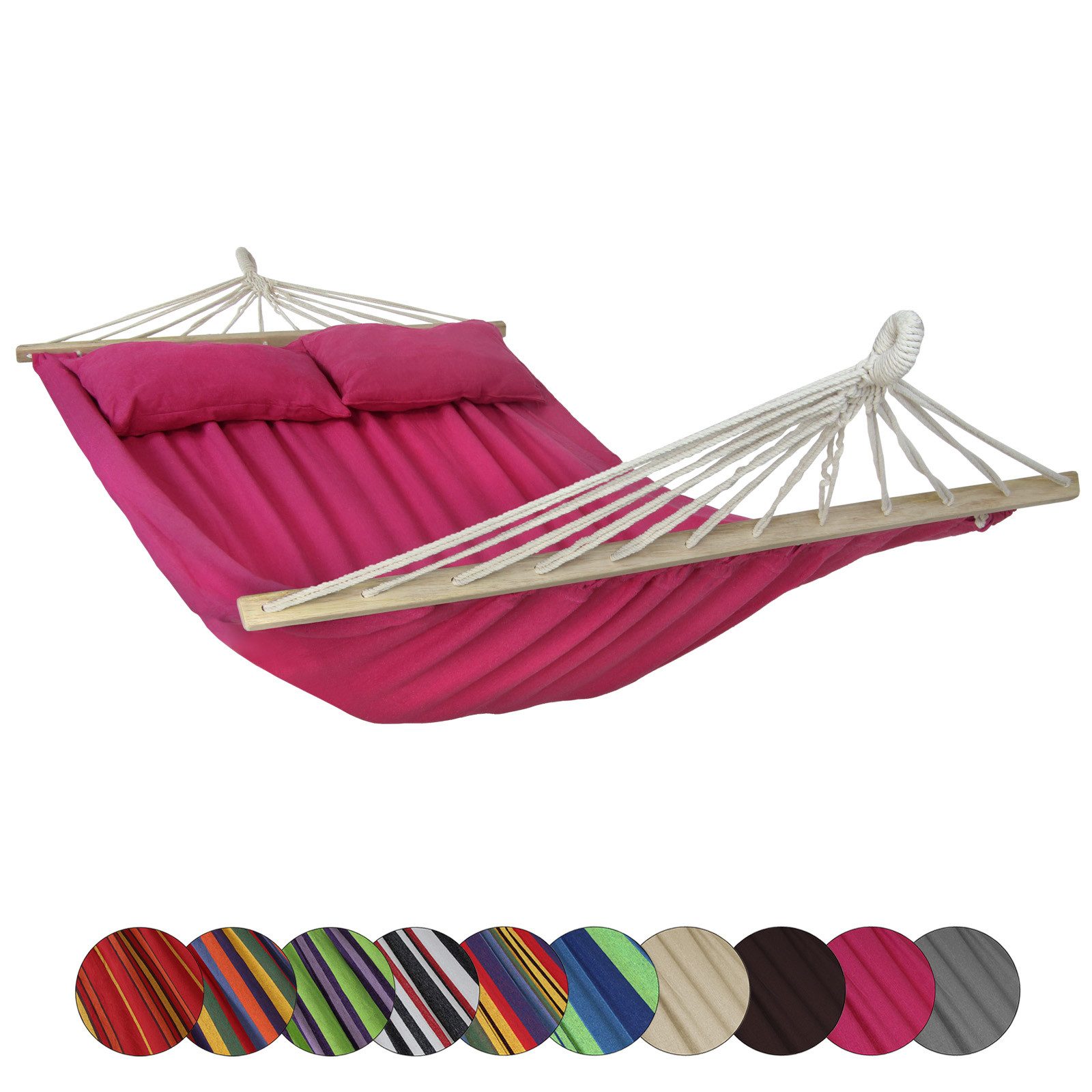 BB Sport Stabhängematte Stabhängematte 240 x 150 cm inkl. 2 Kissen für 2 Personen