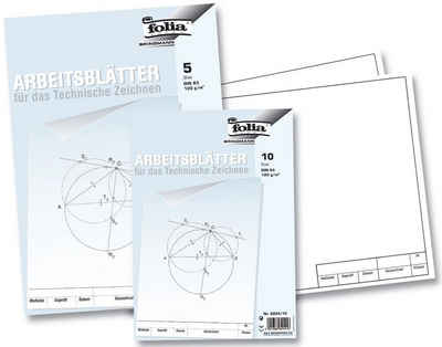 Folia Marker Arbeitsblätter für technisches Zeichnen 120g/qm, weiß, DIN A4, 10