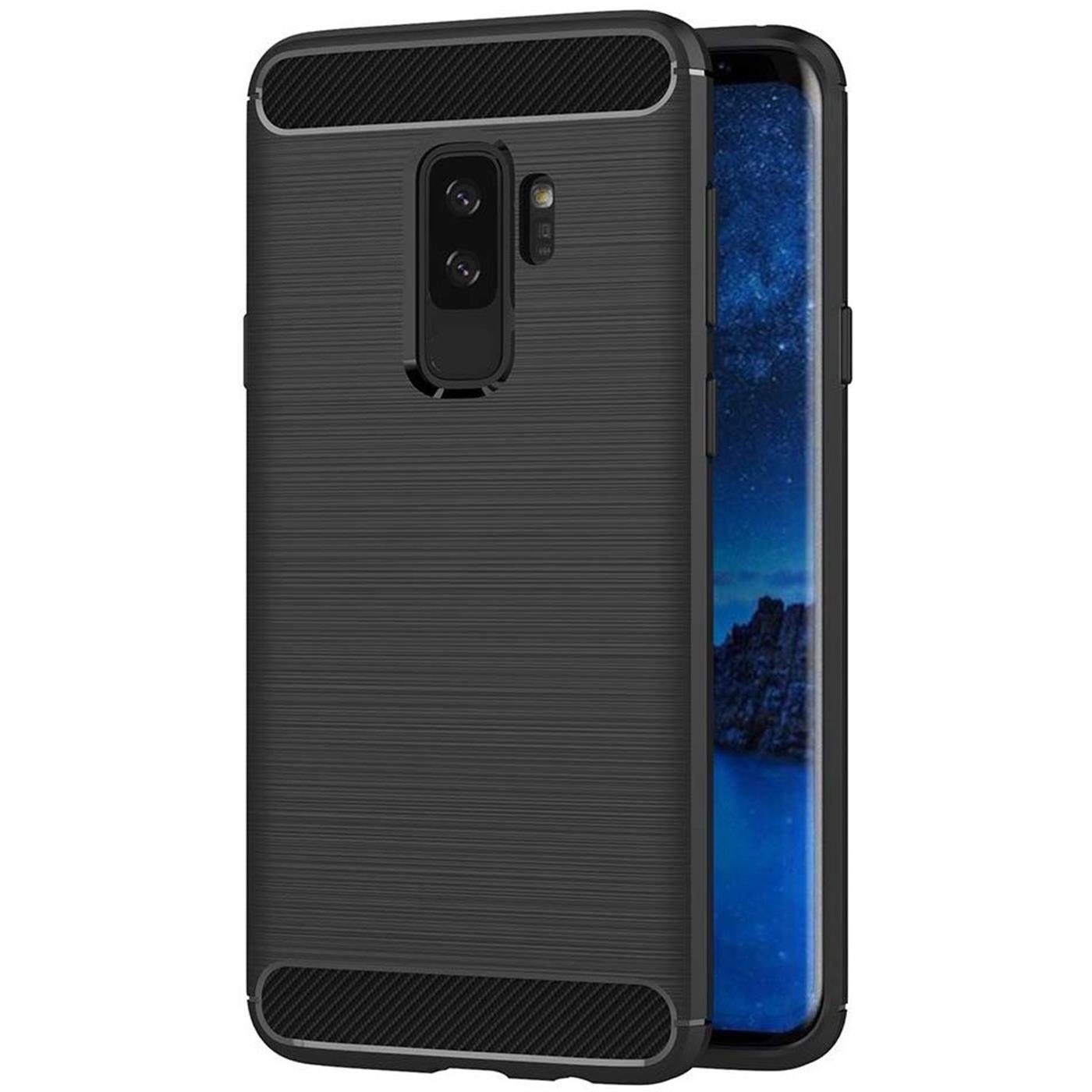 CoolGadget Handyhülle Carbon Handy Hülle für Samsung Galaxy S9 Plus 6,2 Zoll, robuste Telefonhülle Case Schutzhülle für Samsung S9+ Hülle