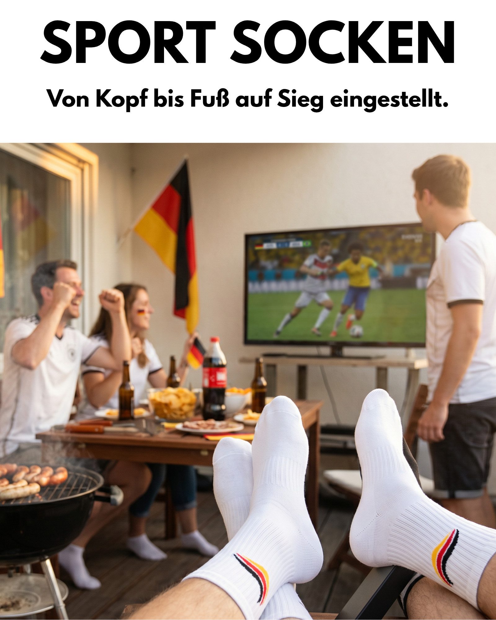 sockenkauf24 Sportsocken Deutschland Fußball WM Socken Damen und Herren Tennissocken (3-Paar) mit Deutschland Flagge als Fan Socken