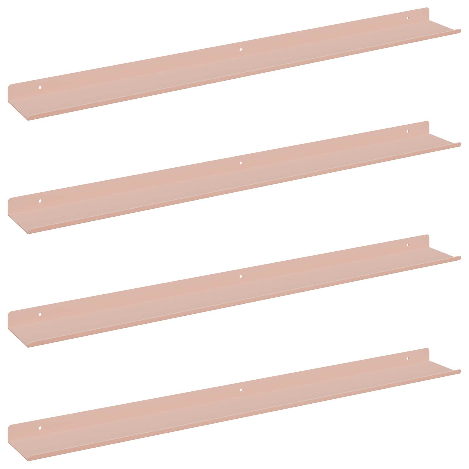 vidaXL Regal Schwebendes Regal 4 stk. Rosa 80 x 9 x 2,5 cm Stahl, 4-tlg.