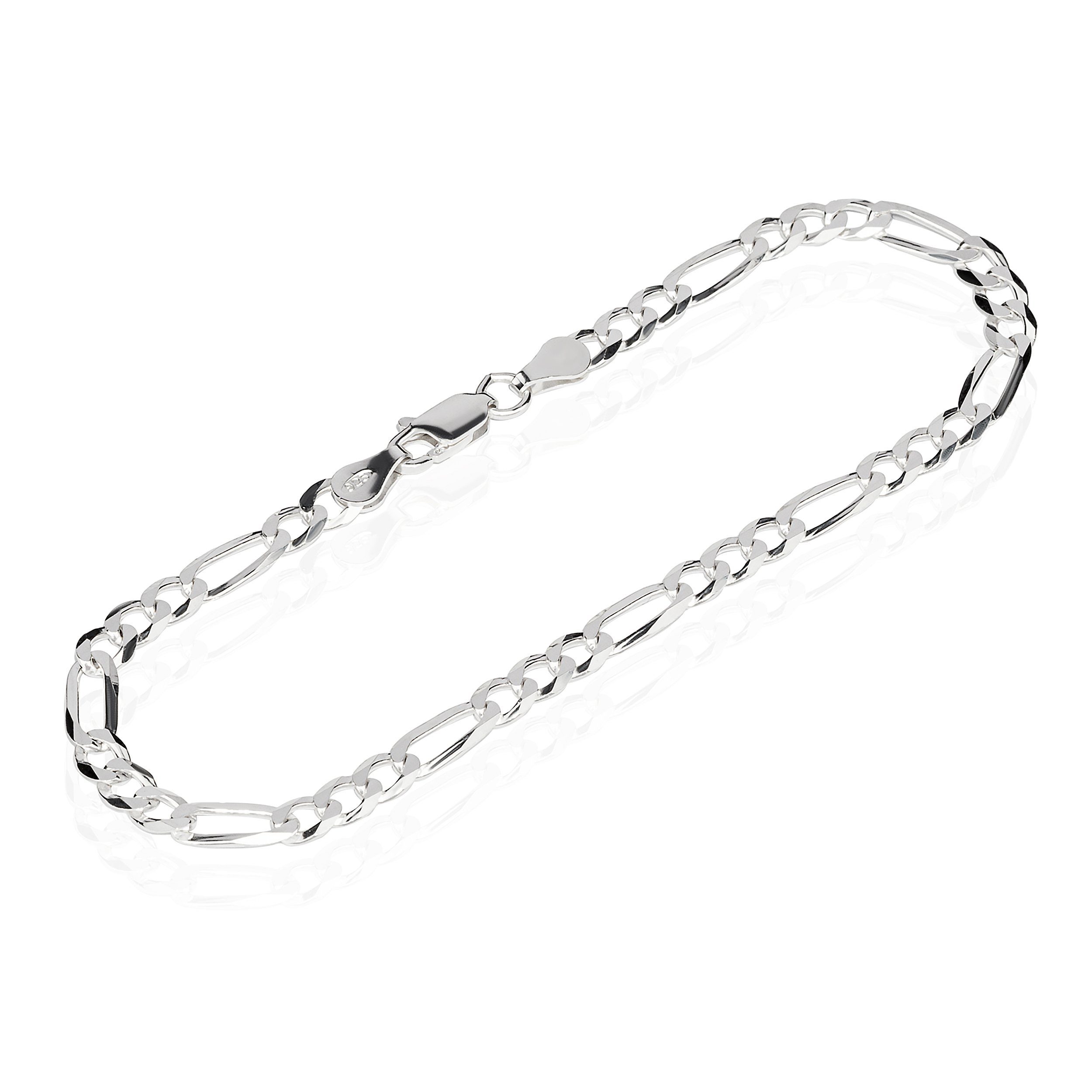 NKlaus Silberkette 19cm Armband 925 Silber hochglanz Figarokette 3+1 (1 Stü günstig online kaufen