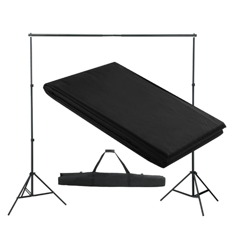 vidaXL Fotohintergrund Fotohintergrund-System 300 x 300 cm Schwarz | Fotostudio-Hintergründe