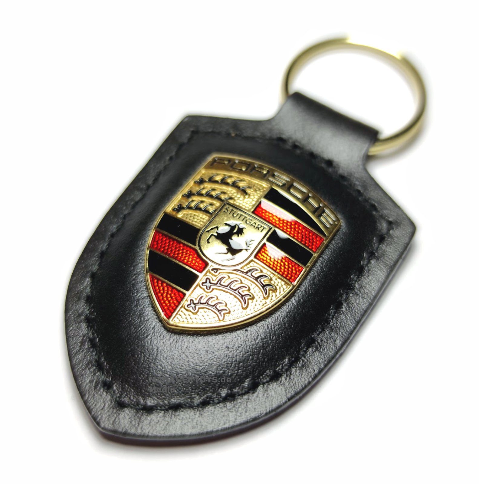 Porsche Schlüsselanhänger Porsche Wappen Schlüsselanhänger Leder schwarz