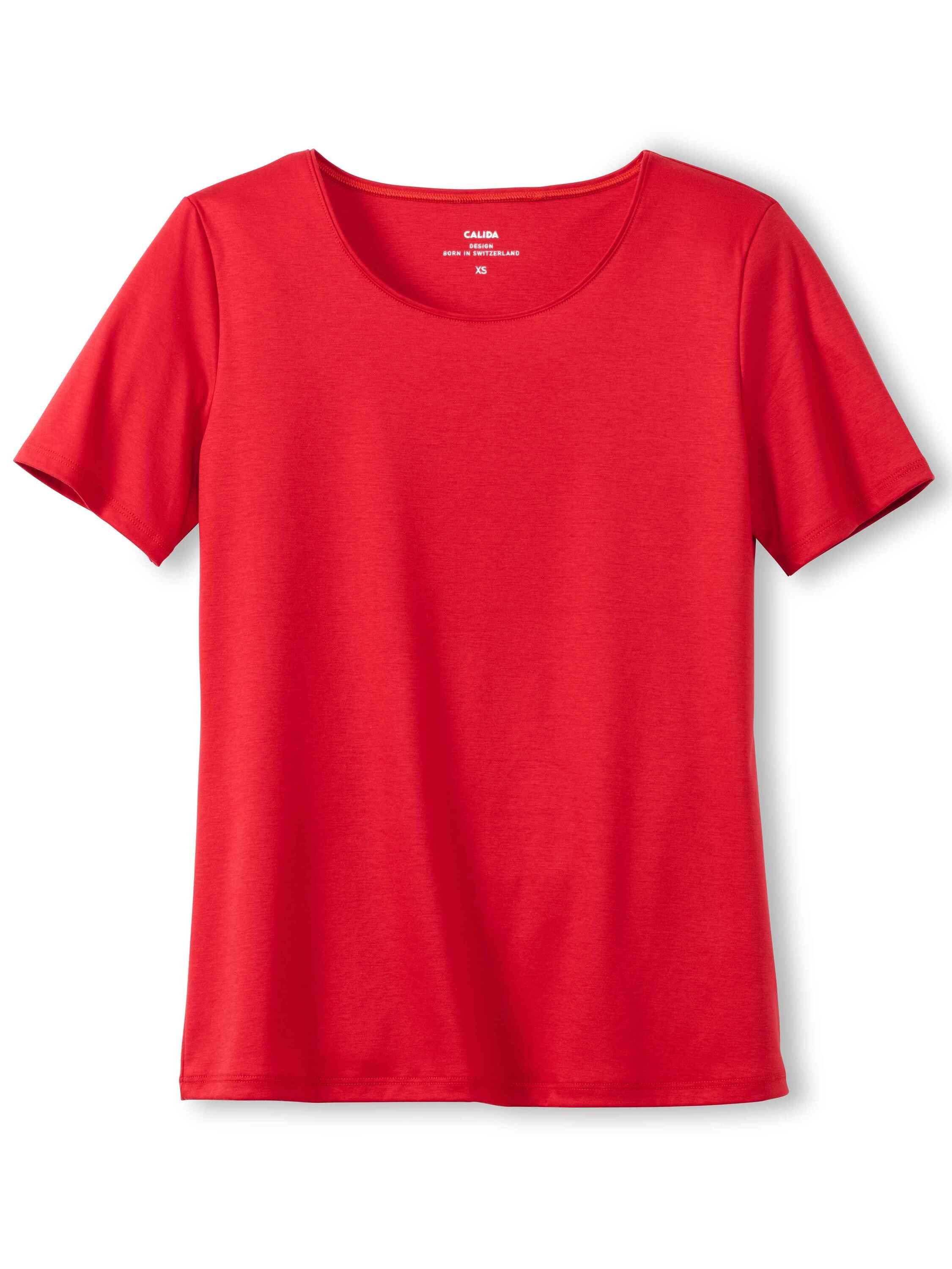 Kurzarm-Shirt summer CALIDA red (1-tlg) Kurzarmshirt
