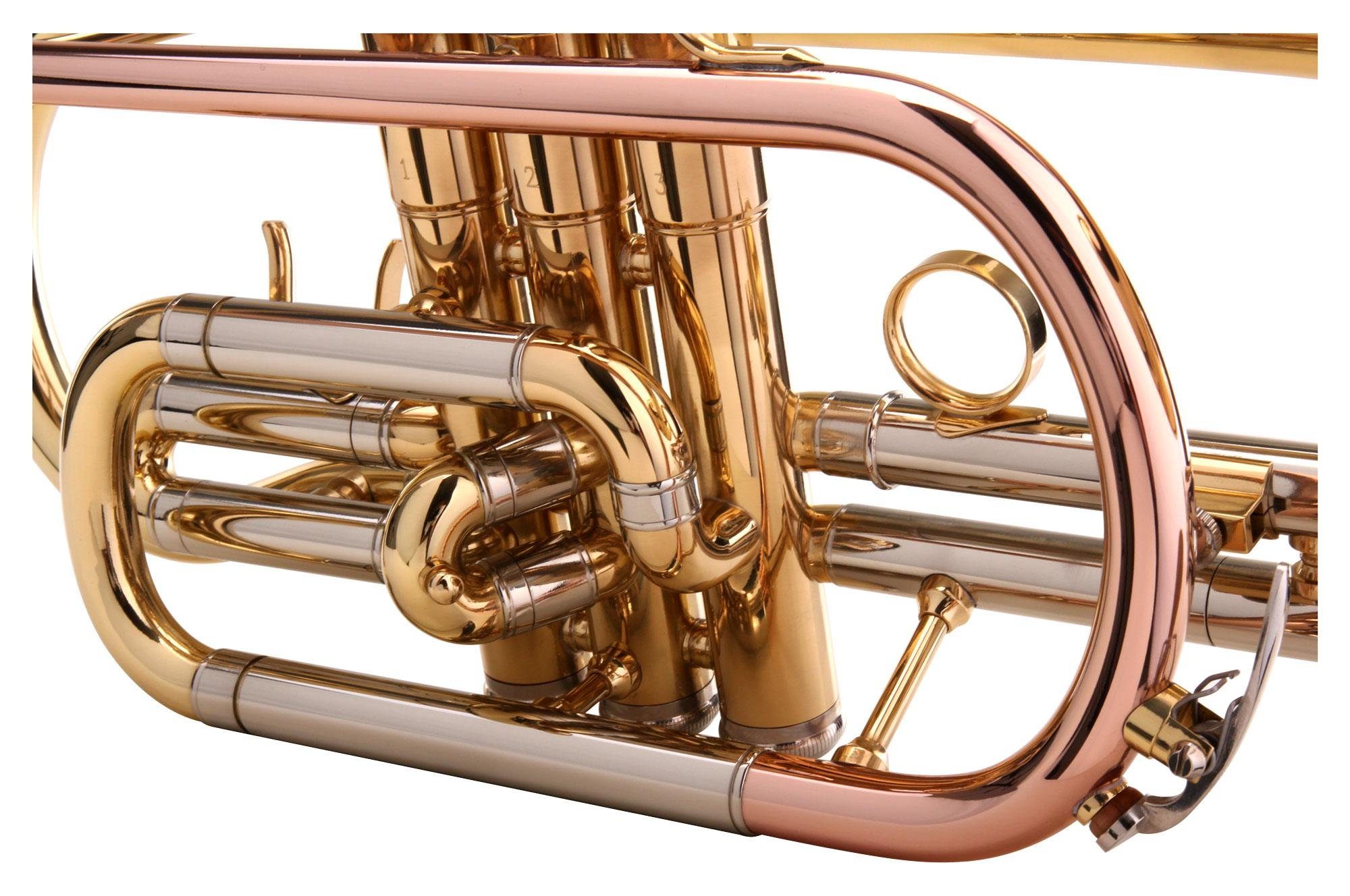 Classic Cantabile Kornette CR-400 Bb-Kornett (Messing, Ventile Edelstahl, Stimmzug Neusilber Bb – Bild 4 von 5