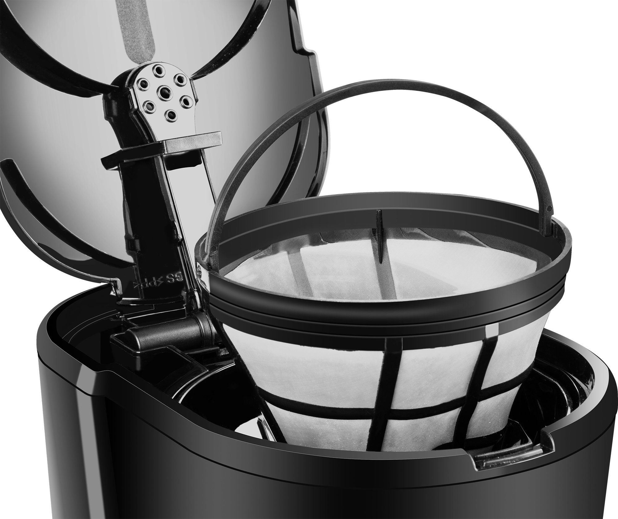 ECG Filterkaffeemaschine, 1,5l Kaffeekanne, Permanentfilter, bis zu 12 Tassen Kaffee, Herausnehmbarer, waschbarer Nylonfilter