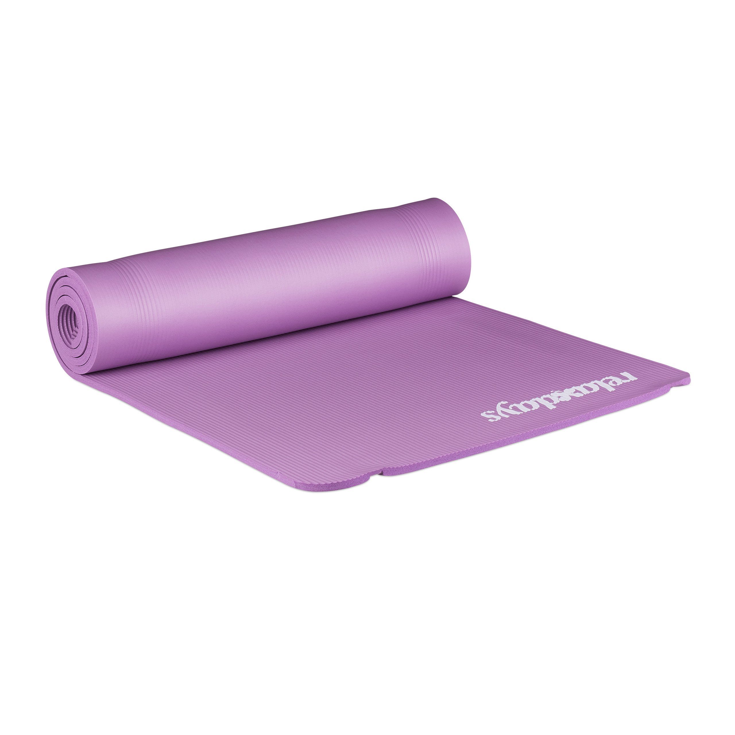 relaxdays Yogamatte Yogamatte 1 cm dick einfarbig, Lila