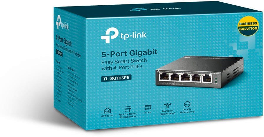 PoE) TP-Link Netzwerk-Switch (4x Gigabit Switch Smart 5-Port TL-SG105PE L2