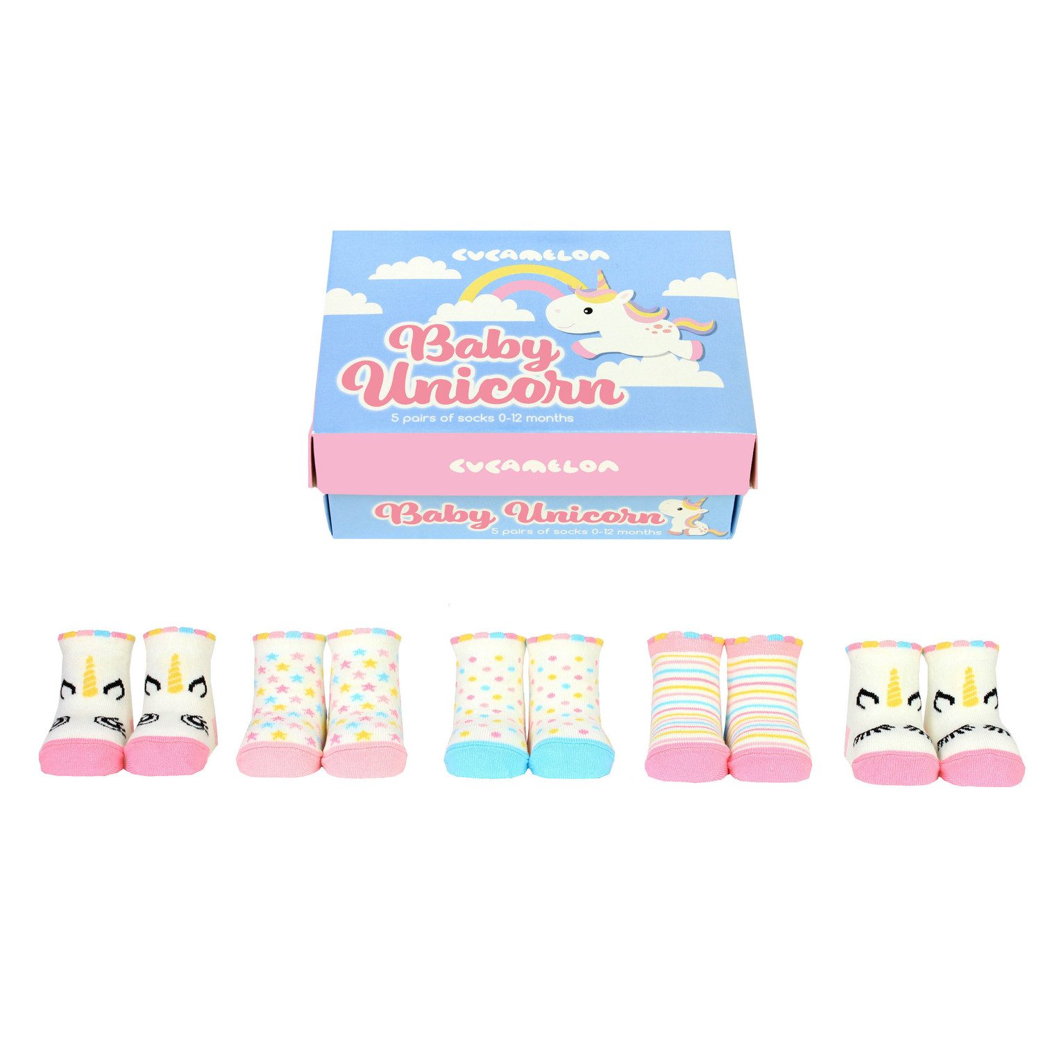United Oddsocks Freizeitsocken Baby Einhorn Cucamelon Socken für Babys (5 Paar)