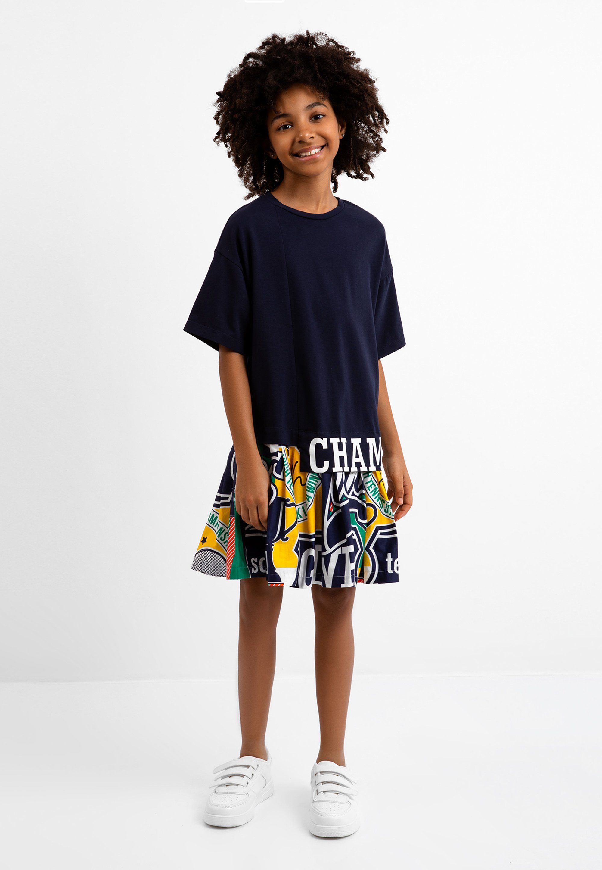 Gulliver Jerseykleid mit coolen Print-Elementen, Ausgestellter Schnitt mit  Faltenrockteil ist super bequem