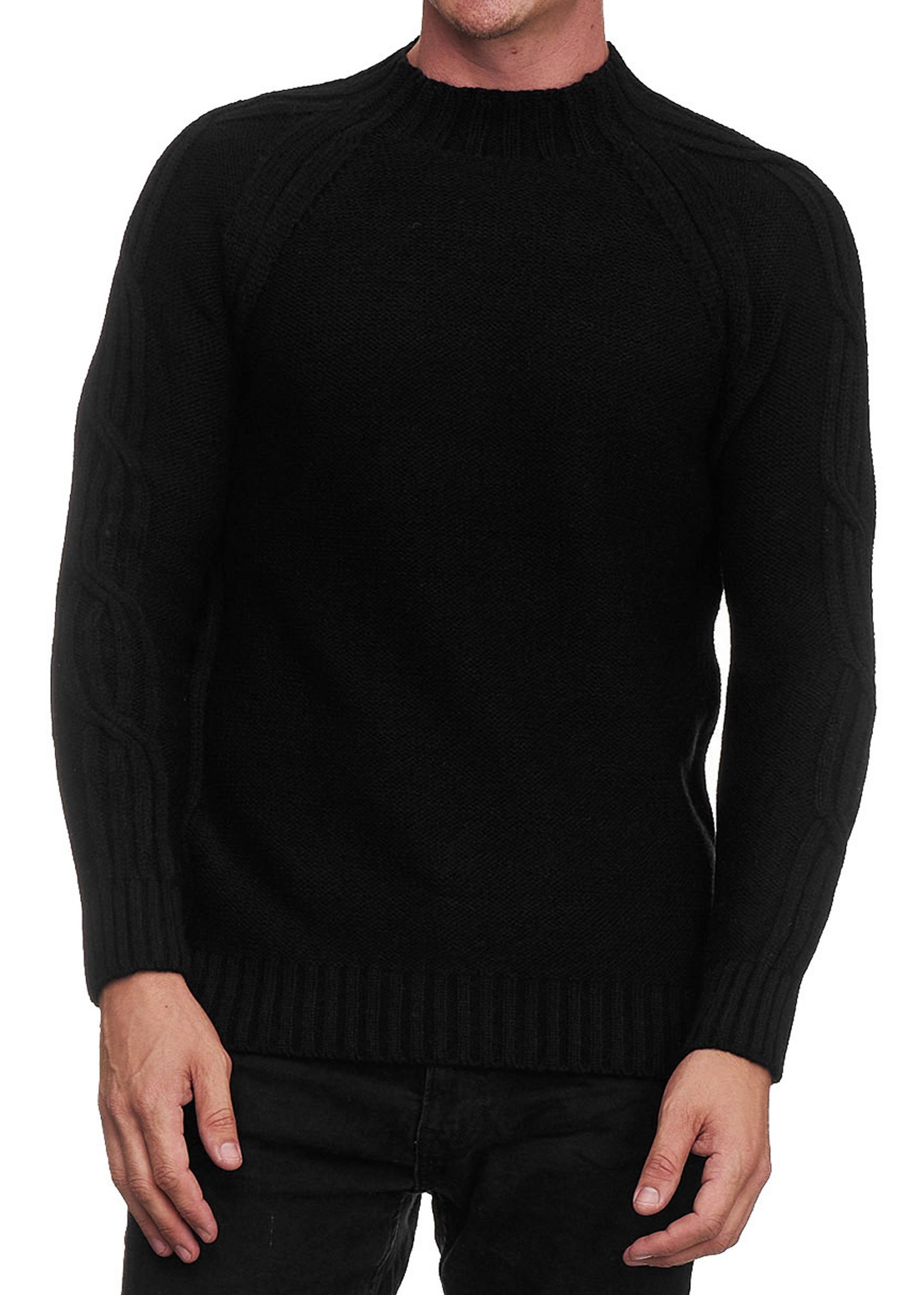 R-NEAL Stehkragenpullover Herren Langarm Stehkragen Strick-Pullover günstig online kaufen