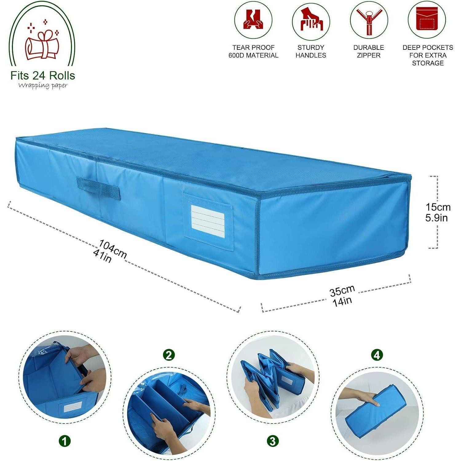 LuxusKollektion Geschenkpapier Aufbewahrungstasche Geschenkpapierrollen Organizer 104x35x15cm(Blau)