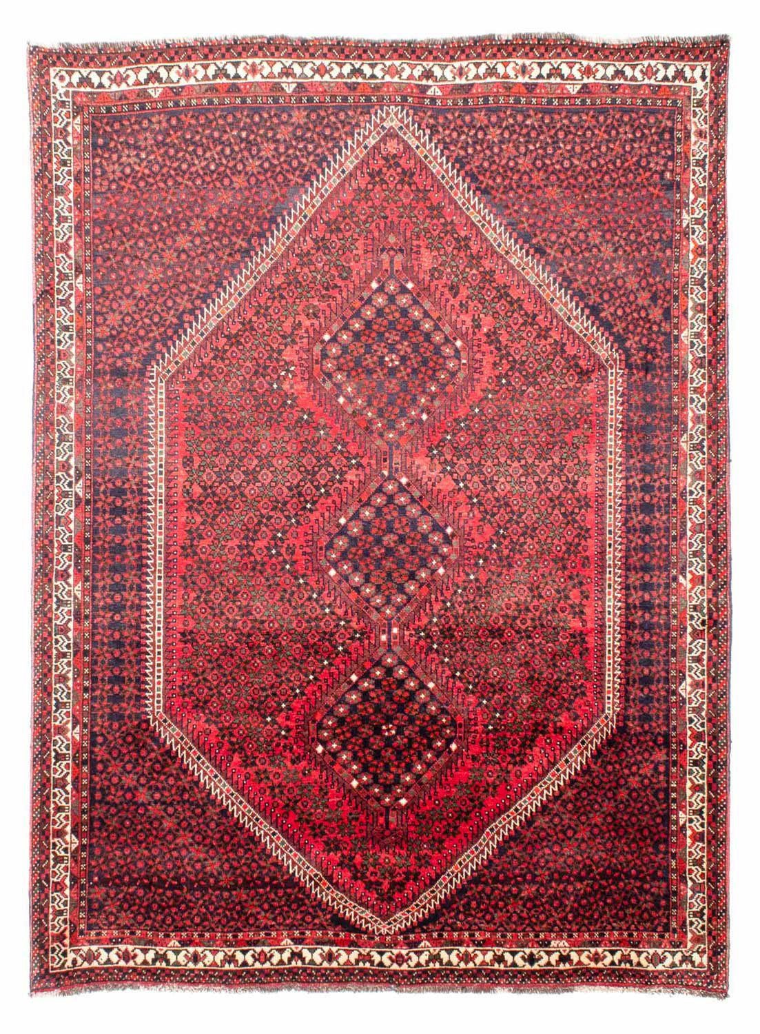 Unikat mm, 10 x Shiraz 206 281 mit Höhe: cm, Medaillon morgenland, Rosso Wollteppich Zertifikat rechteckig,