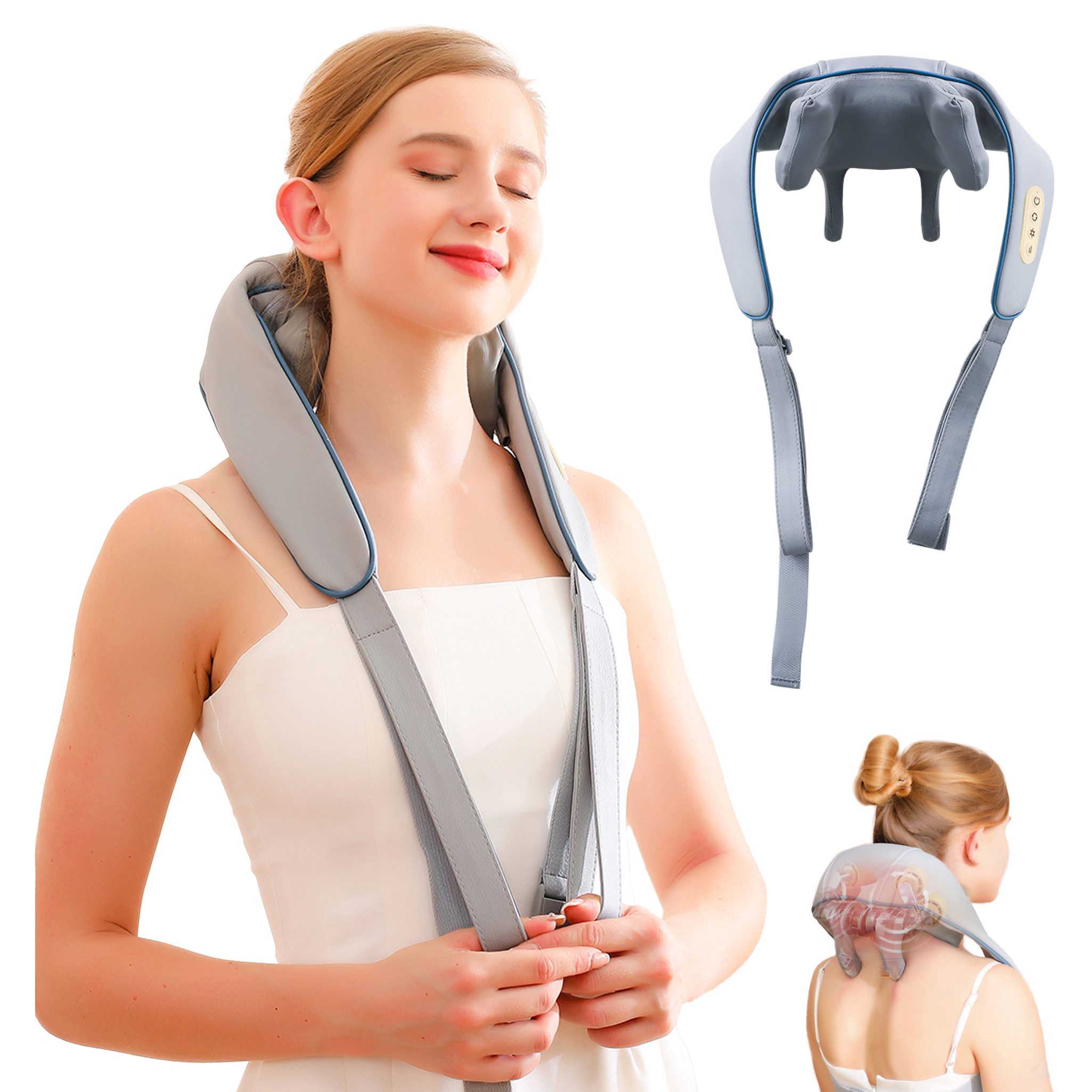 Nacken-Massagegerät kabellos mit Wärmefunktion, Nackenmassage