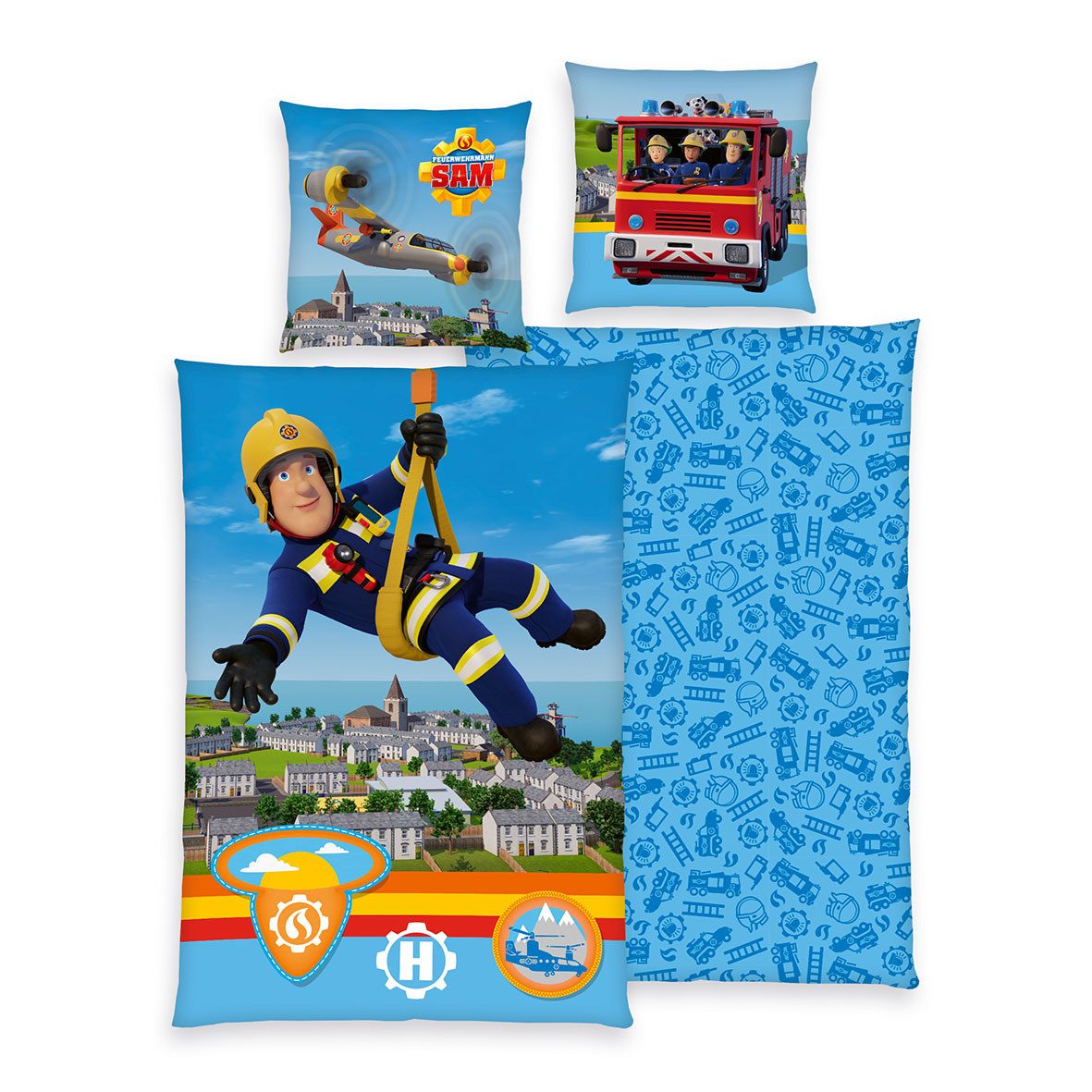 Stoffschmiede Kinderbettwäsche - Feuerwehrmann Sam - ‘Fire Swift’, 100% Baumwolle