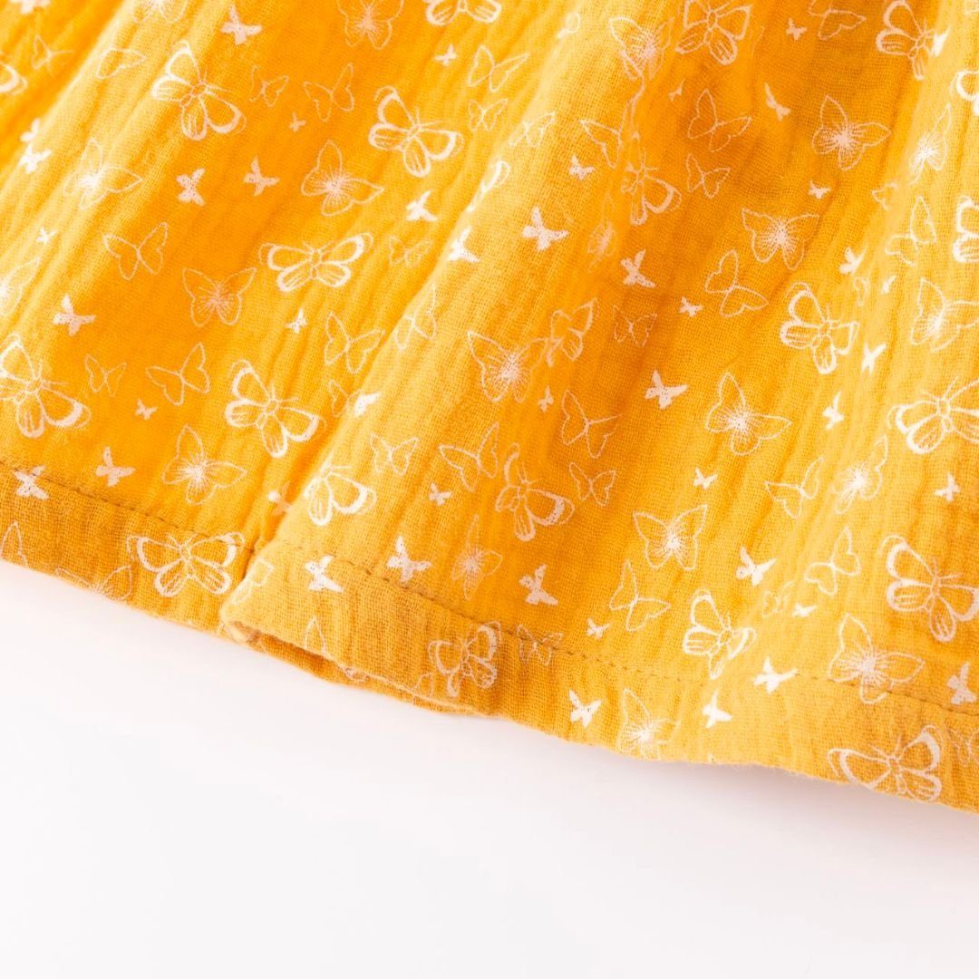 Mädchen Schmetterlinge für Rock gelb Allover (98-tlg) Midirock Bambus-Baumwollstoff suebidou Muster aus
