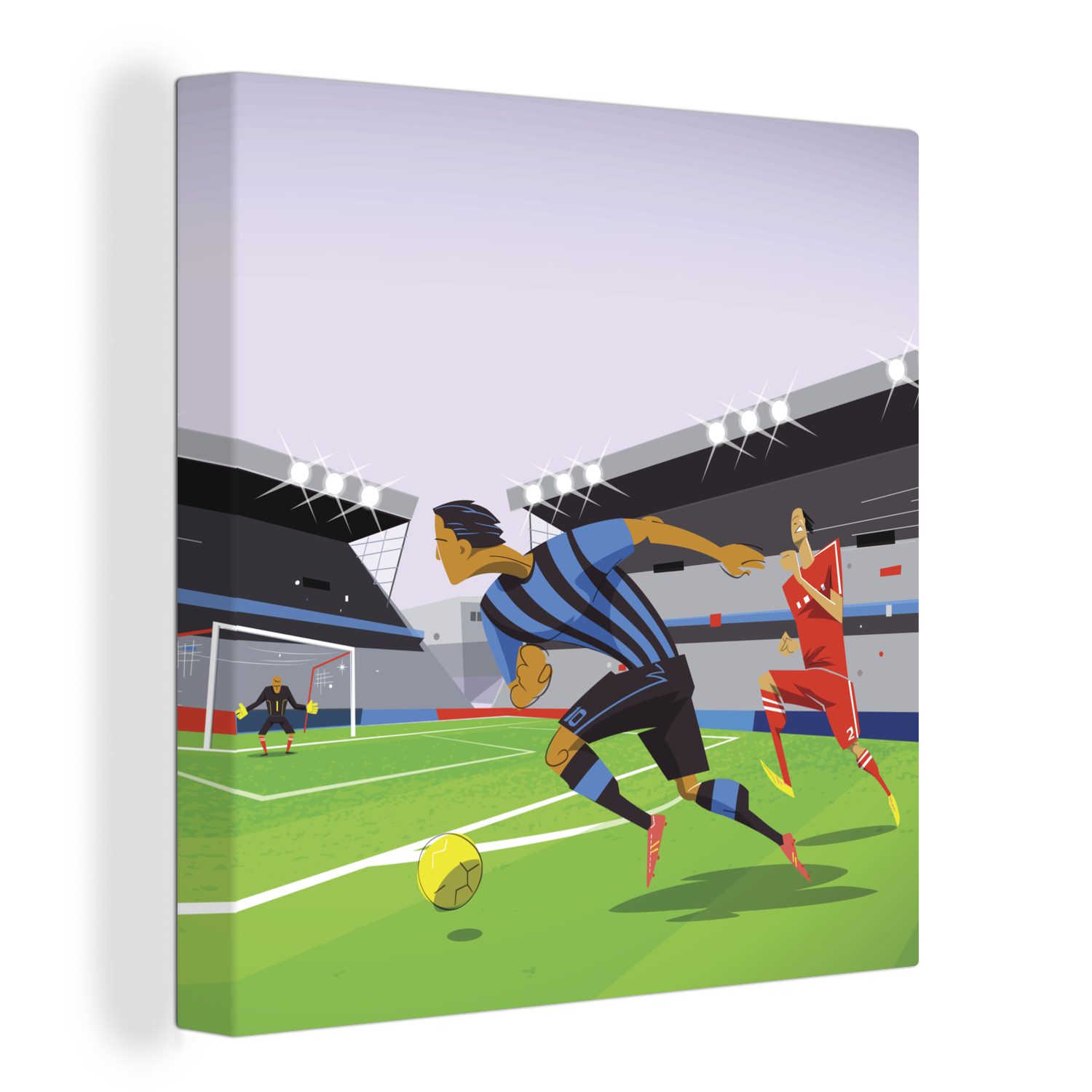 Leinwandbild Fußball die von (1 in für Wohnzimmer Schlafzimmer -, Leinwand OneMillionCanvasses® spielen Stadion Spielern, Eine einem St), Illustration Bilder