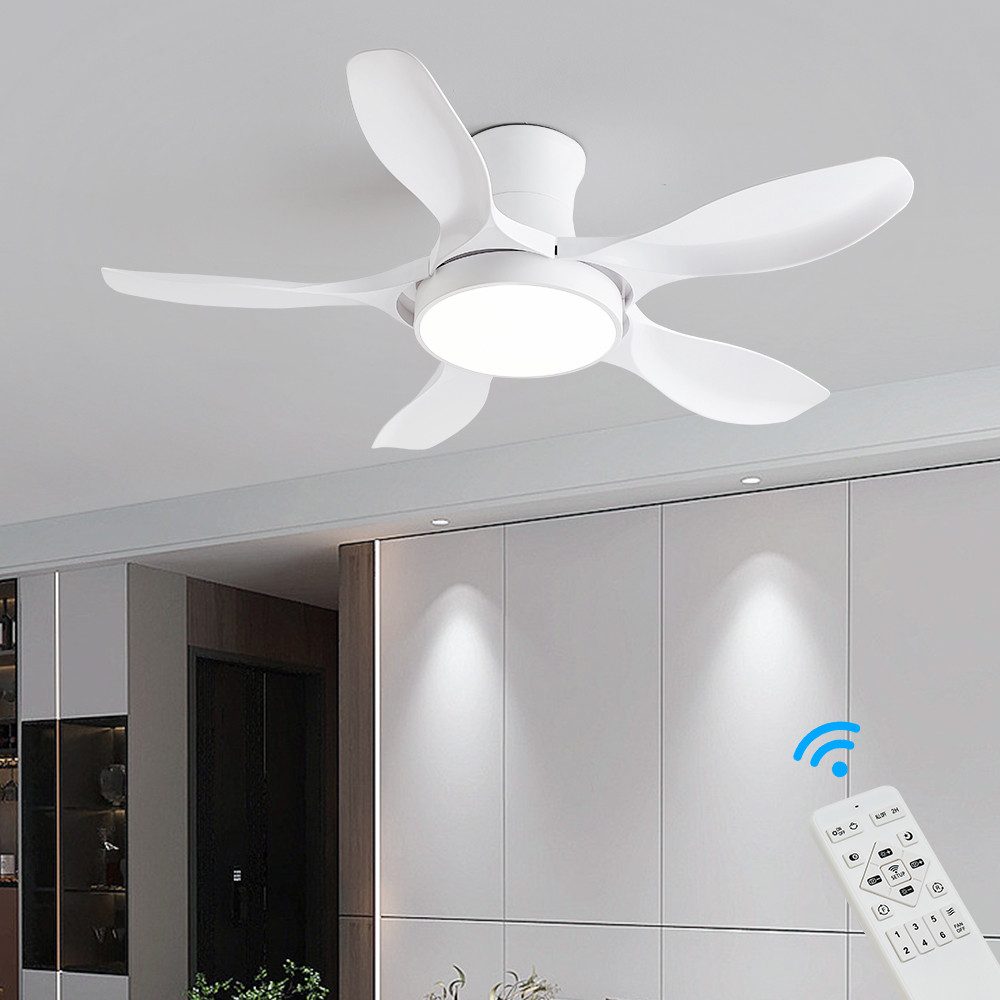 Eurohandisplay Deckenventilator Deckenventilator LED Beleuchtung 6 Geschwindigkeiten timer 2 Stunden, Lichtfarbe und Helligkeit stufenlos einstellbar