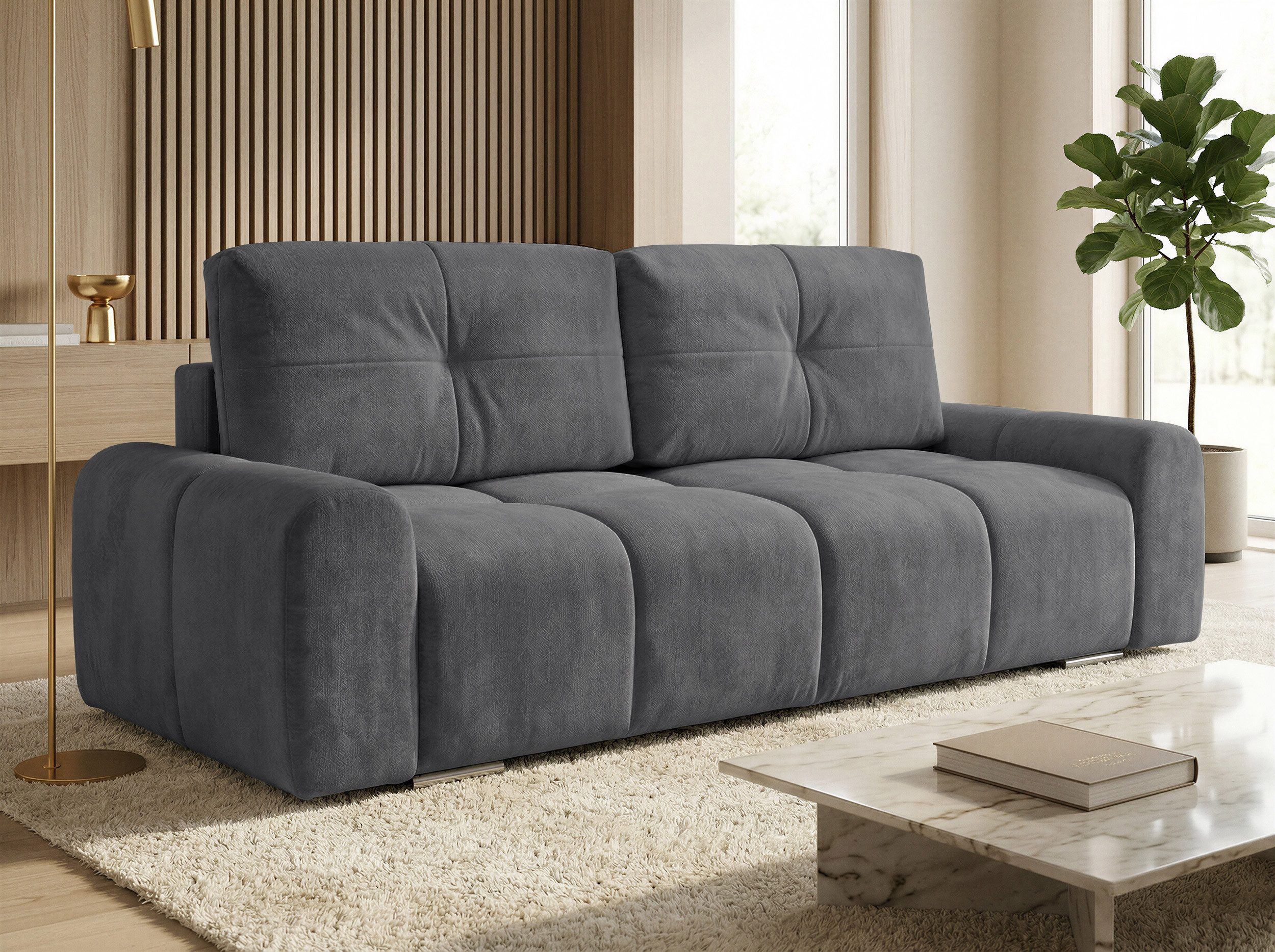 Sofnet Schlafsofa Fluffy, mit Schlaffunktion und Bettkasten, Bonellfederkern, Chenille-Bezug, große Schlaffläche 195x145 cm