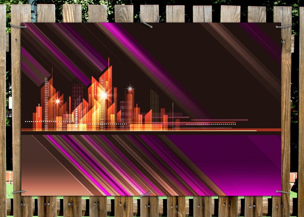 Thumbnail - Wallario Sichtschutzzaunmatten Abstrakte Skyline einer modernen Stadt