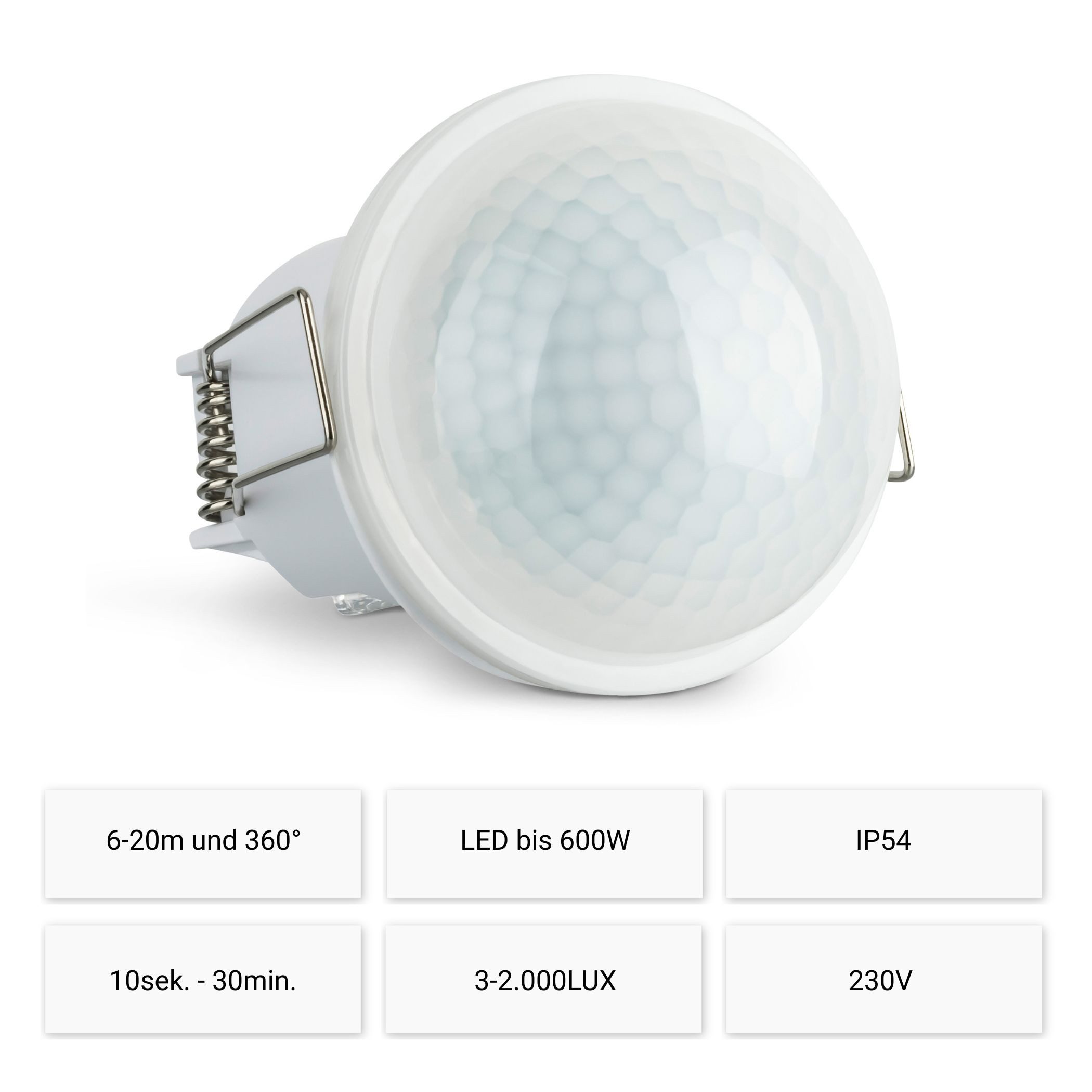 Thumbnail - SEBSON Bewegungsmelder Infrarot Sensor Außen IP54 Unterputz Decke 360° Einbauloch Ø45-48mm, (1-St), Innen und Außen geei...