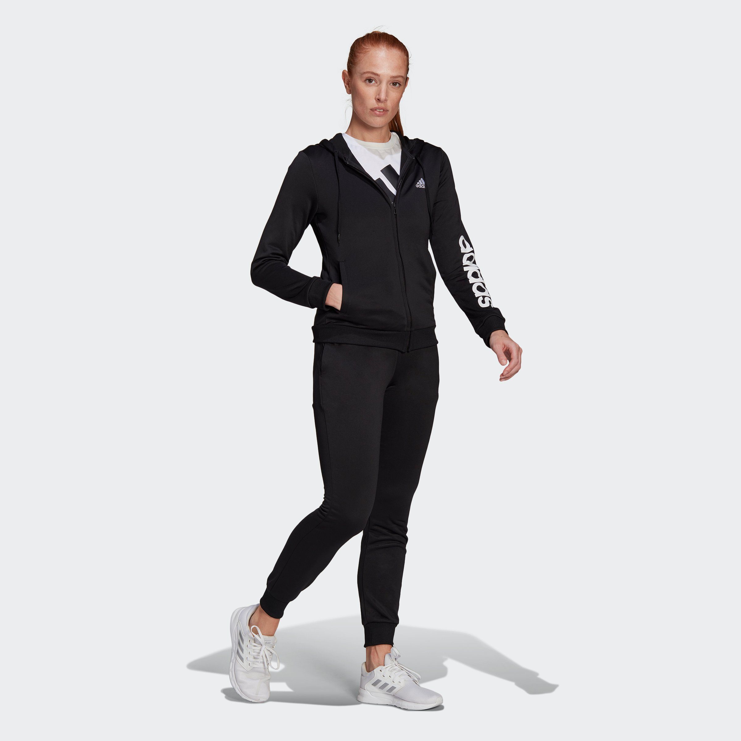 FRENCH Black / adidas ESSENTIALS Sportswear (2-tlg) LOGO Trainingsanzug White TERRY