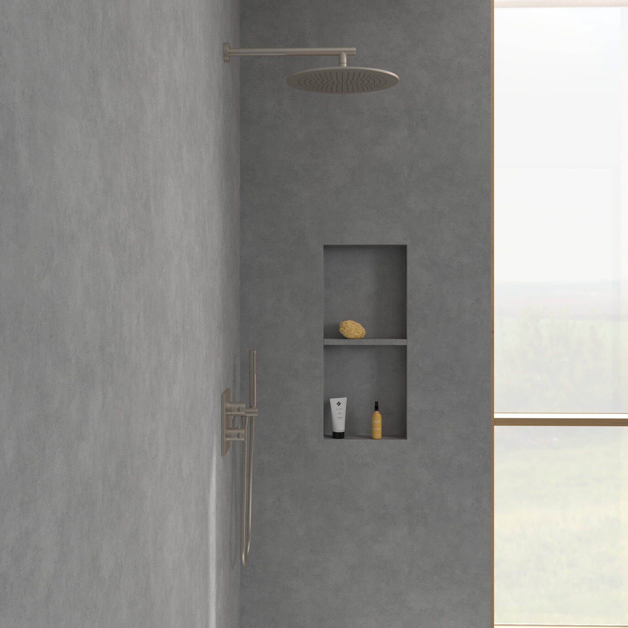 Villeroy & Boch Regenduschkopf Universal Showers, Regenbrause 350 mm, Rund - Brushed Nickel Matt