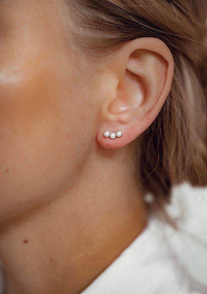 Hey Happiness Perlenohrringe Trio Perlen, Silber Ohrstecker 18K Gold, Ohrri günstig online kaufen