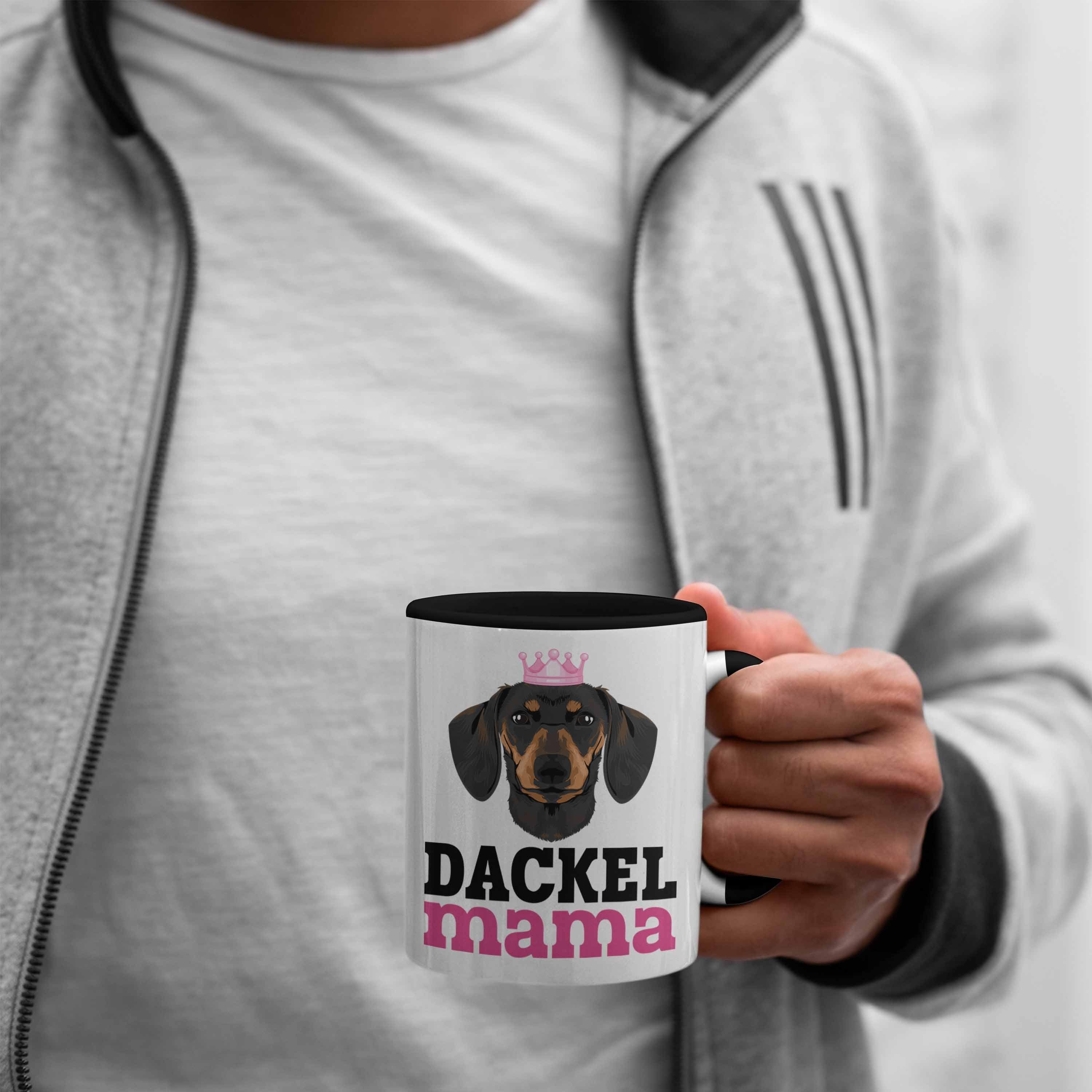 Dackel Dachshund Lustig Geschenke Tasse Tasse Schwarz Mama Dackel Rauhaardackel Trendation