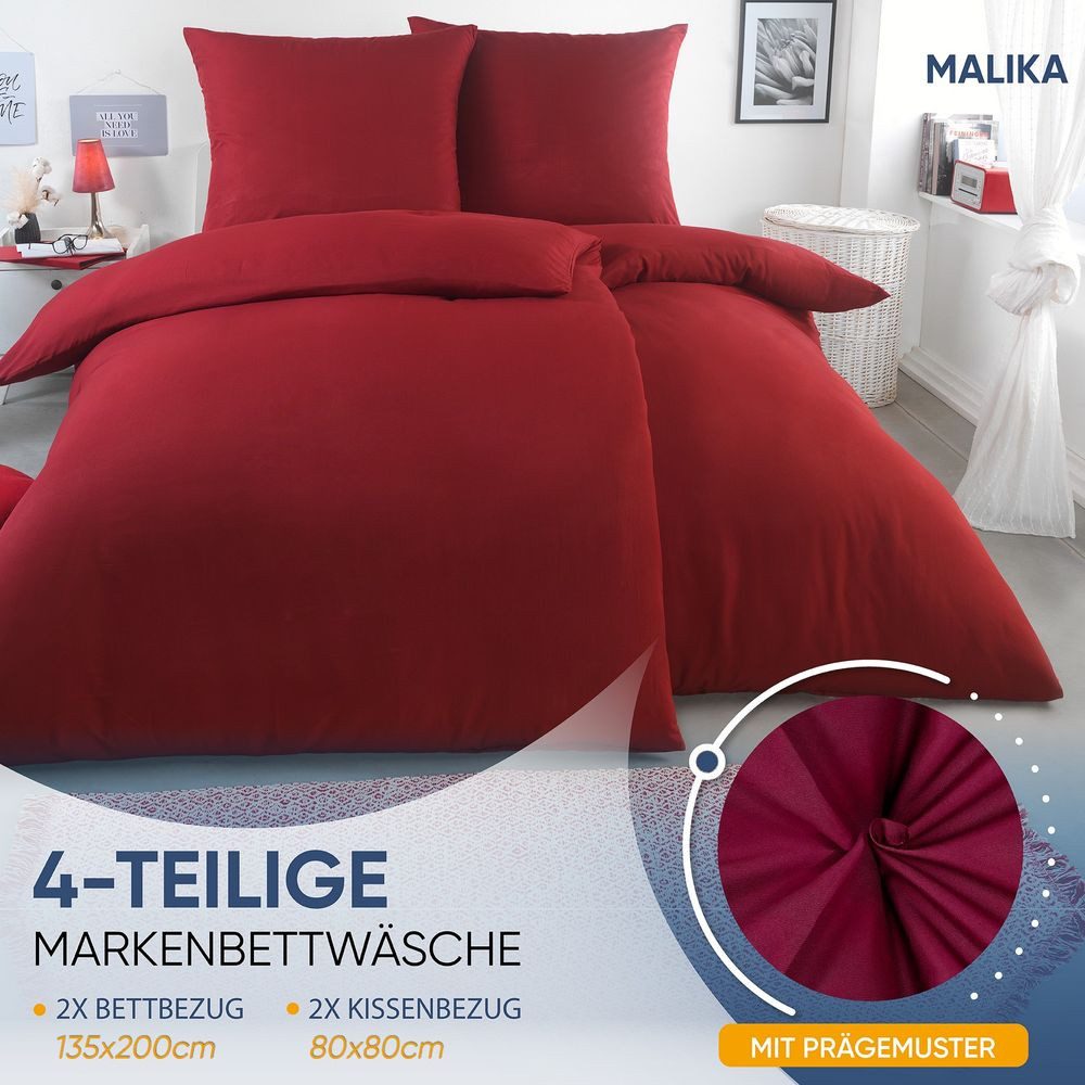 Malika Wendebettwäsche 2x 135x200 + 2x 80x80 cm atmungsaktiver Bettbezug, e günstig online kaufen