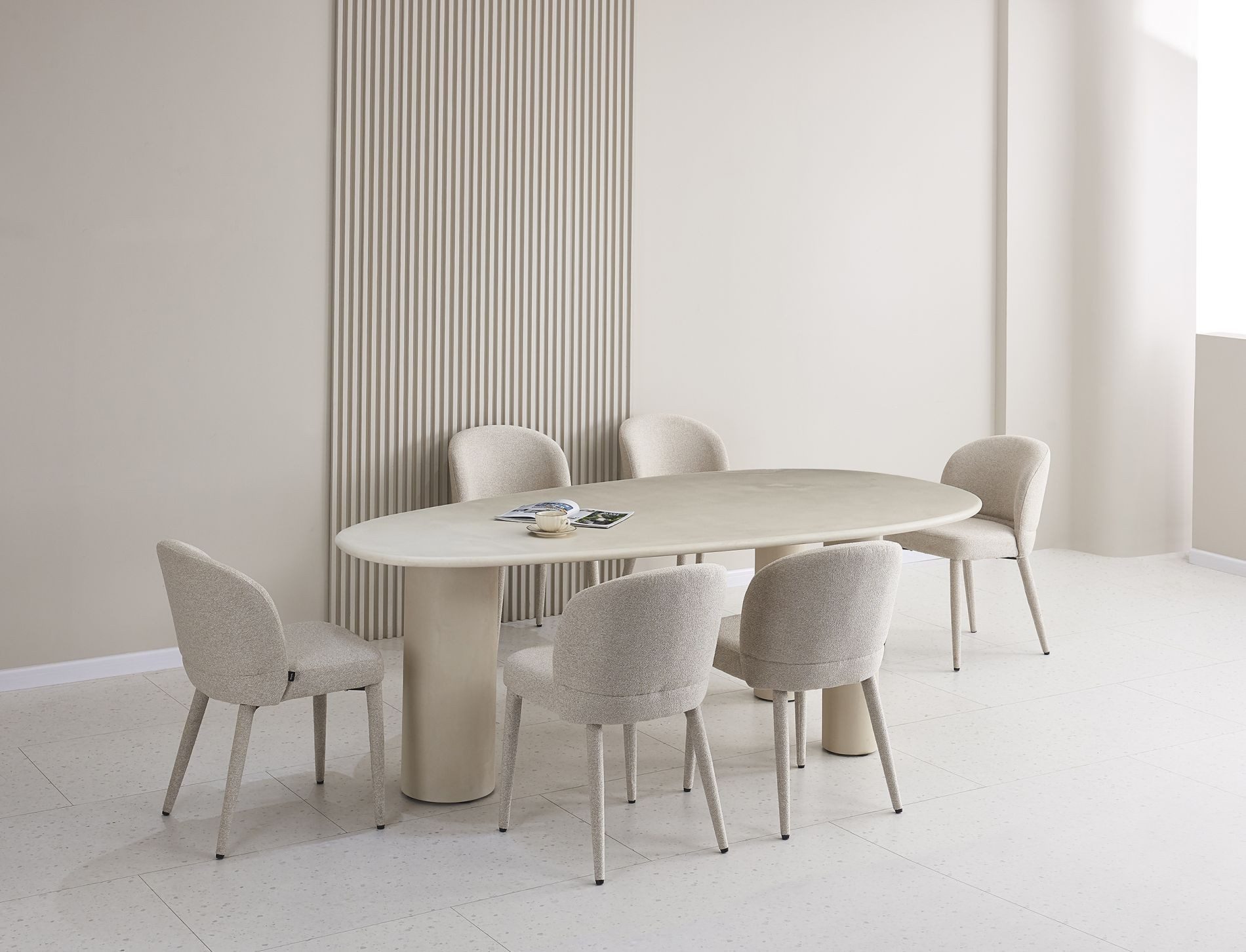 Selsey Esstisch Innations, Design-Esstisch 230 x 120 cm, Greige, Mikro­zement-Optik