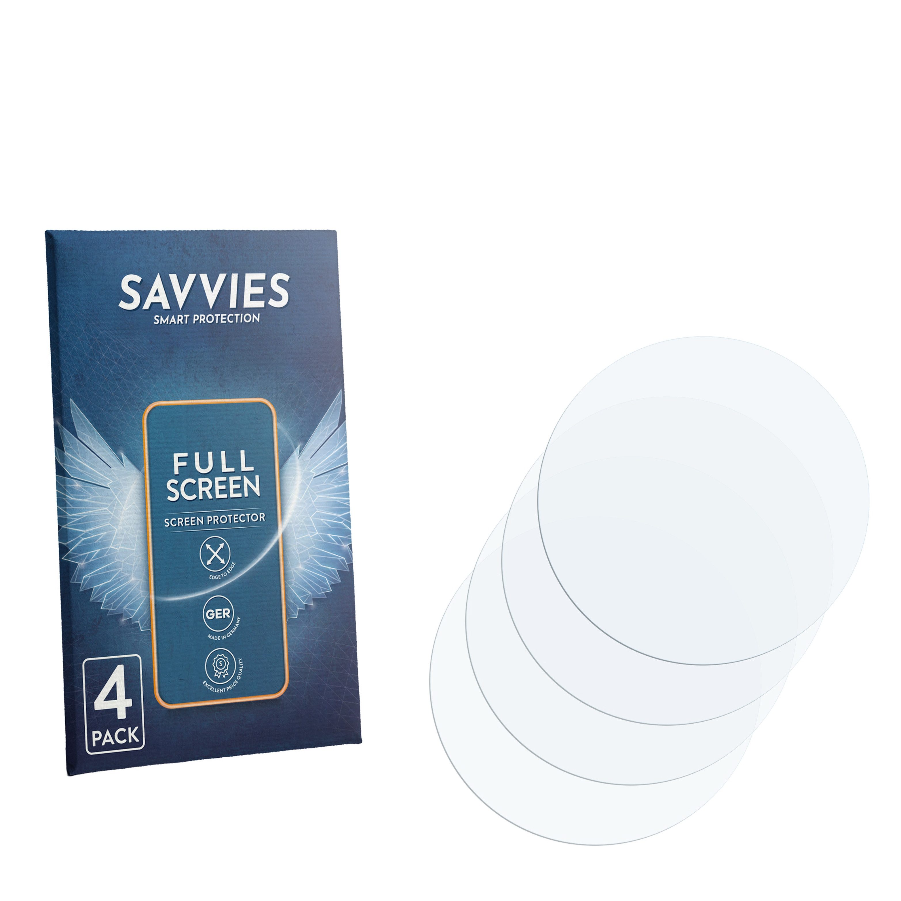 Savvies Displayschutzfolie Fullscreen Schutzfolie für Garmin Fenix 7X Pro Solar (51 mm), 4 Stück, Displayschutz Folie Fullcover Klar Transparent