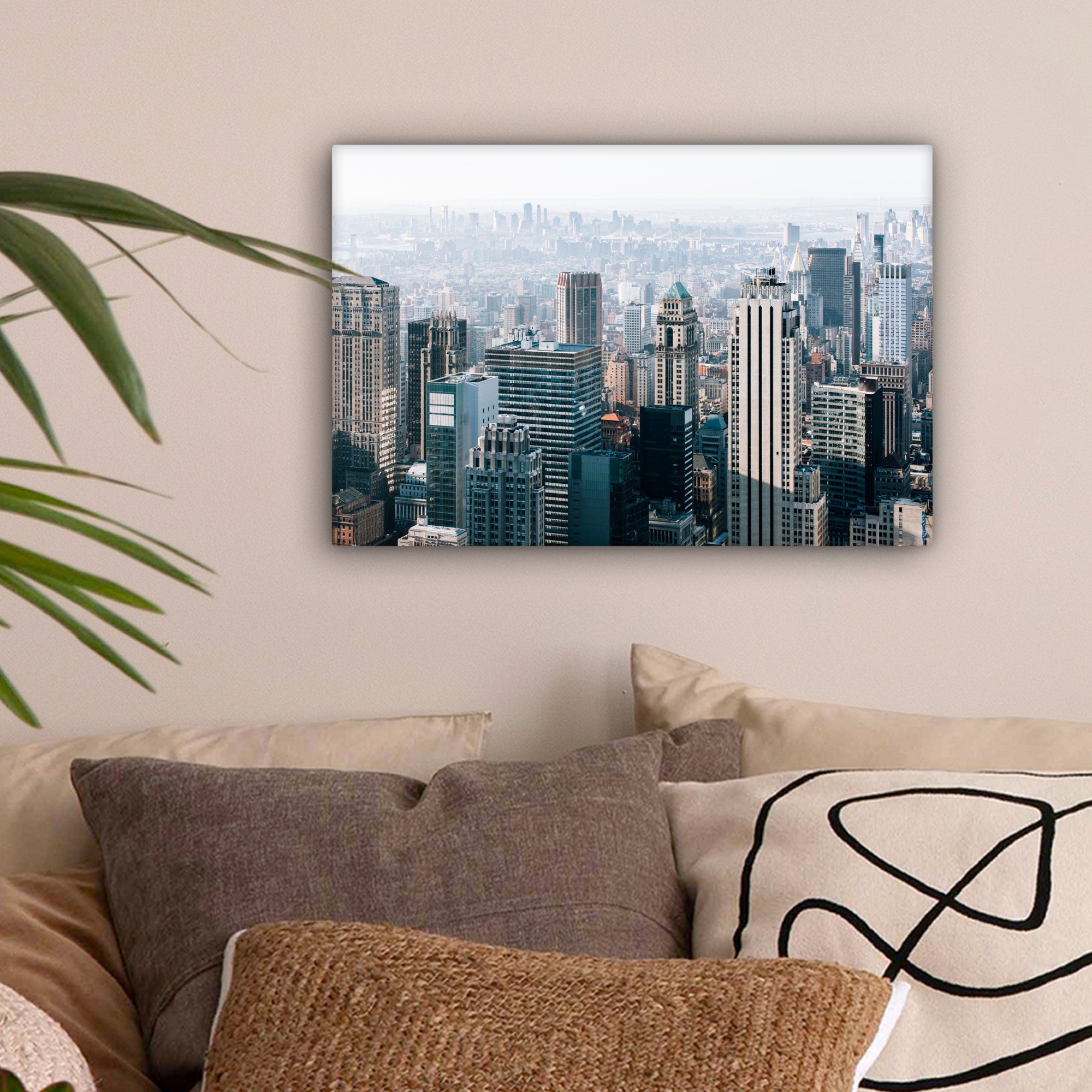 York Nebel, Wanddeko, (1 Wandbild - Leinwandbild New - St), OneMillionCanvasses® Leinwandbilder, Aufhängefertig, cm 30x20 Skyline