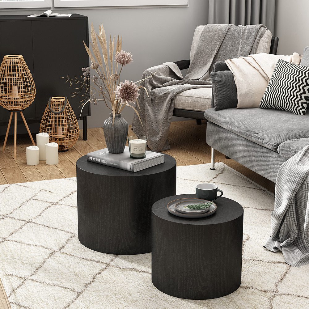 Vicco Couchtisch Giva, Schwarz, 48 x 48 cm (2-St)