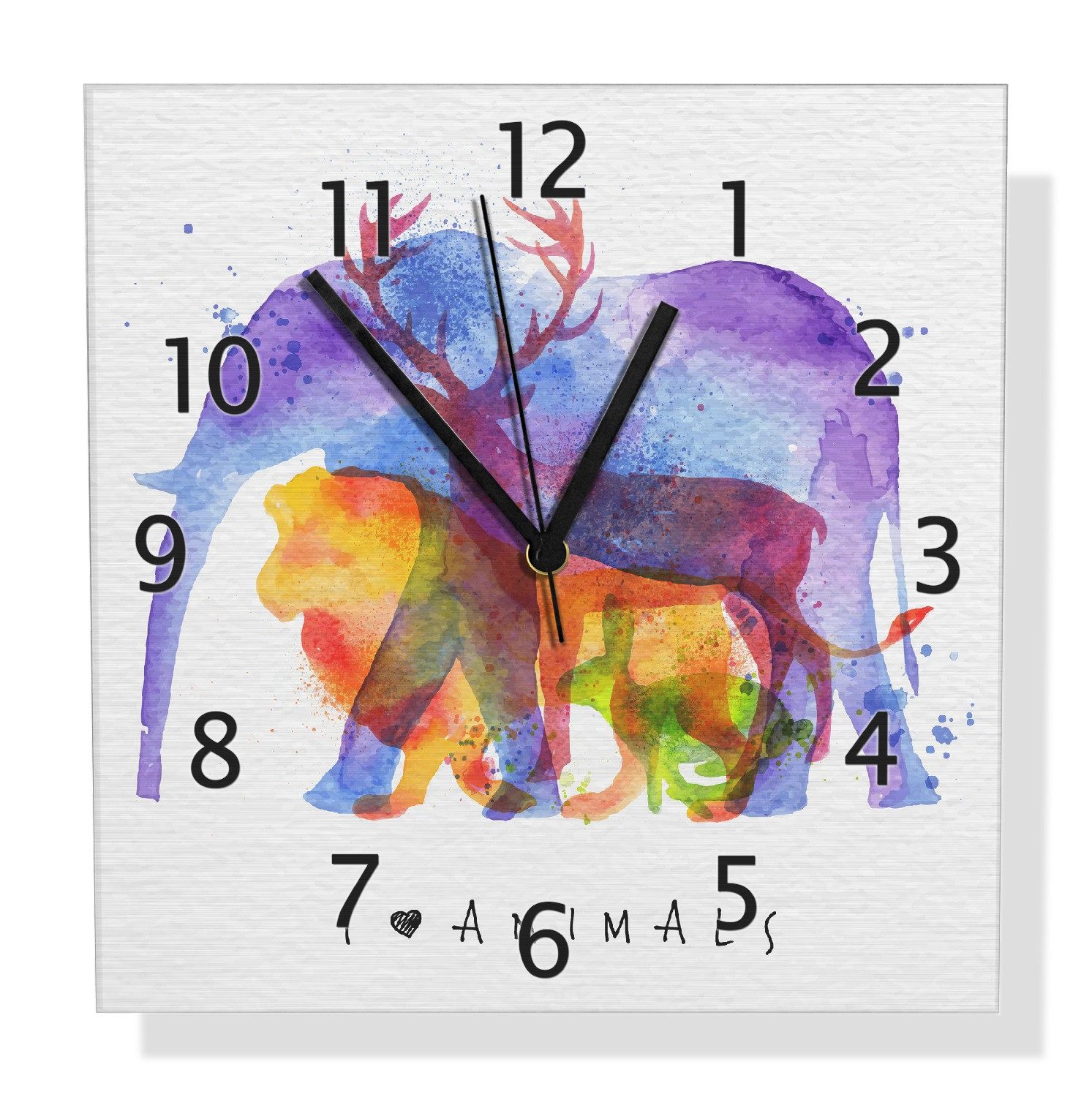 Wallario Wanduhr Farbenvielfalt der Tierwelt (Aluverbunduhr)