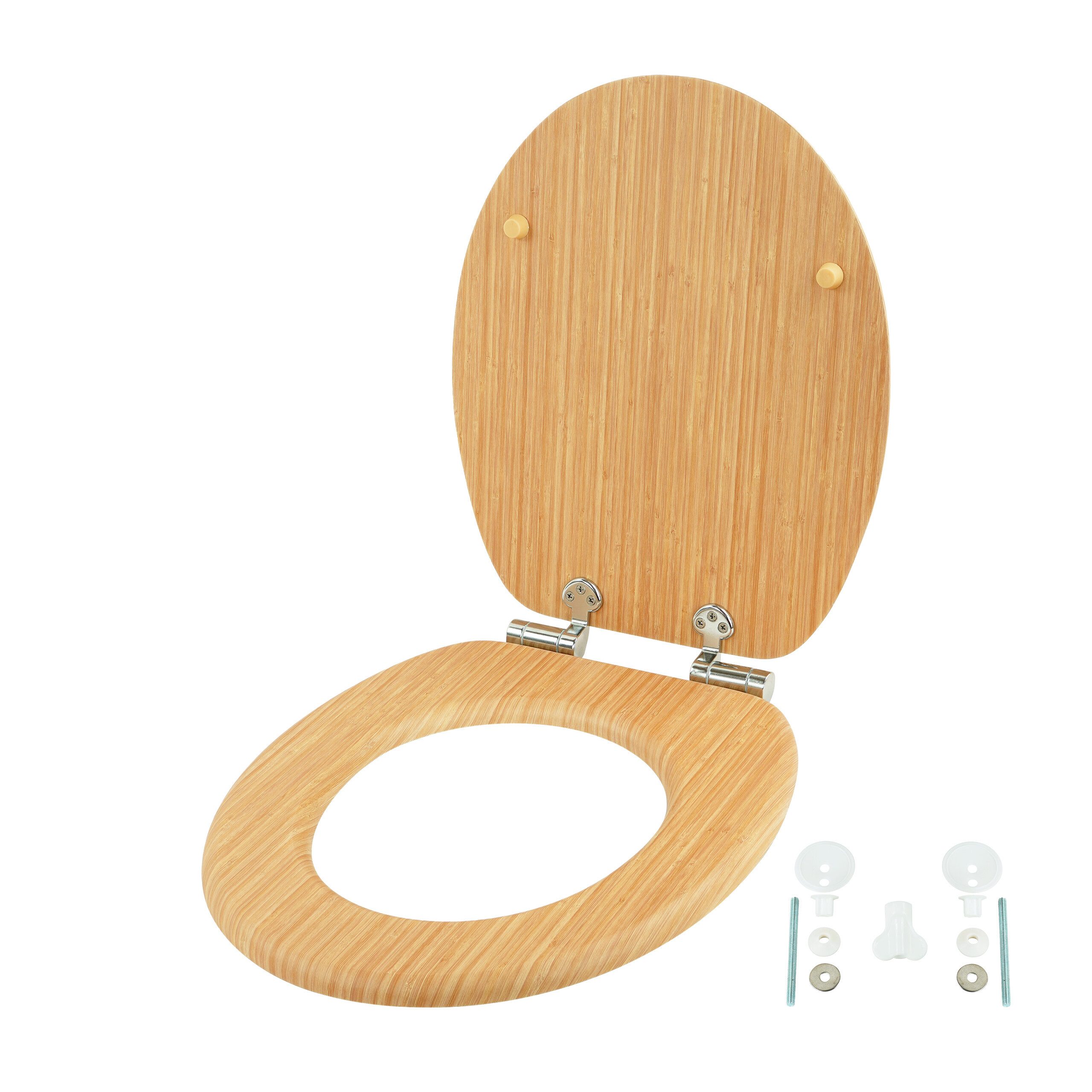 relaxdays WC-Sitz Toilettendeckel mit Absenkautomatik (1-St), natur