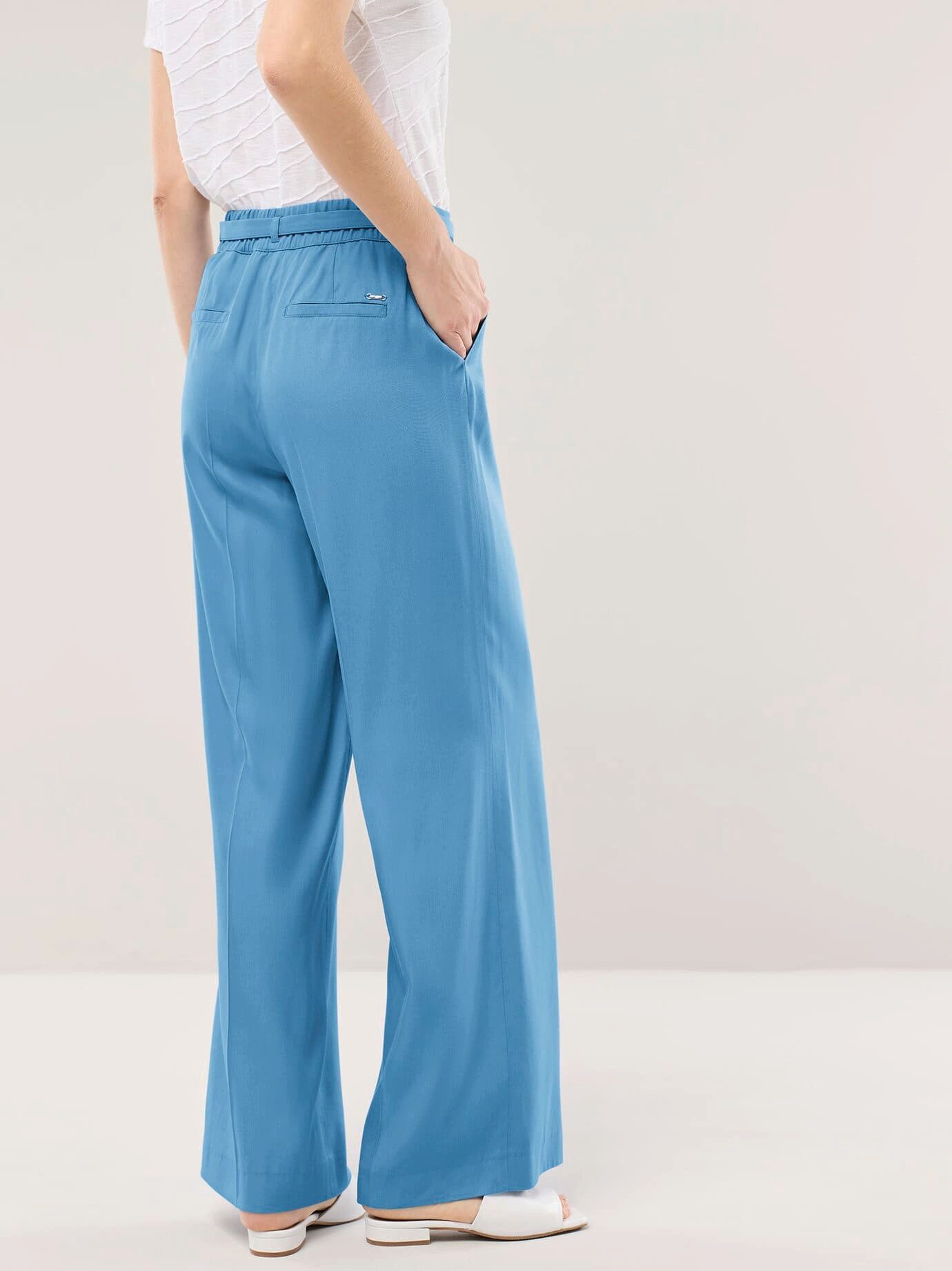 Walbusch Marlene-Hose Damen Marlene aus kühlendem Gewebe Regular Fit inklusive Gürtel Sommerhose Kurzgröße, Flex-Bund, Lyocell-Viskose, pflegeleicht