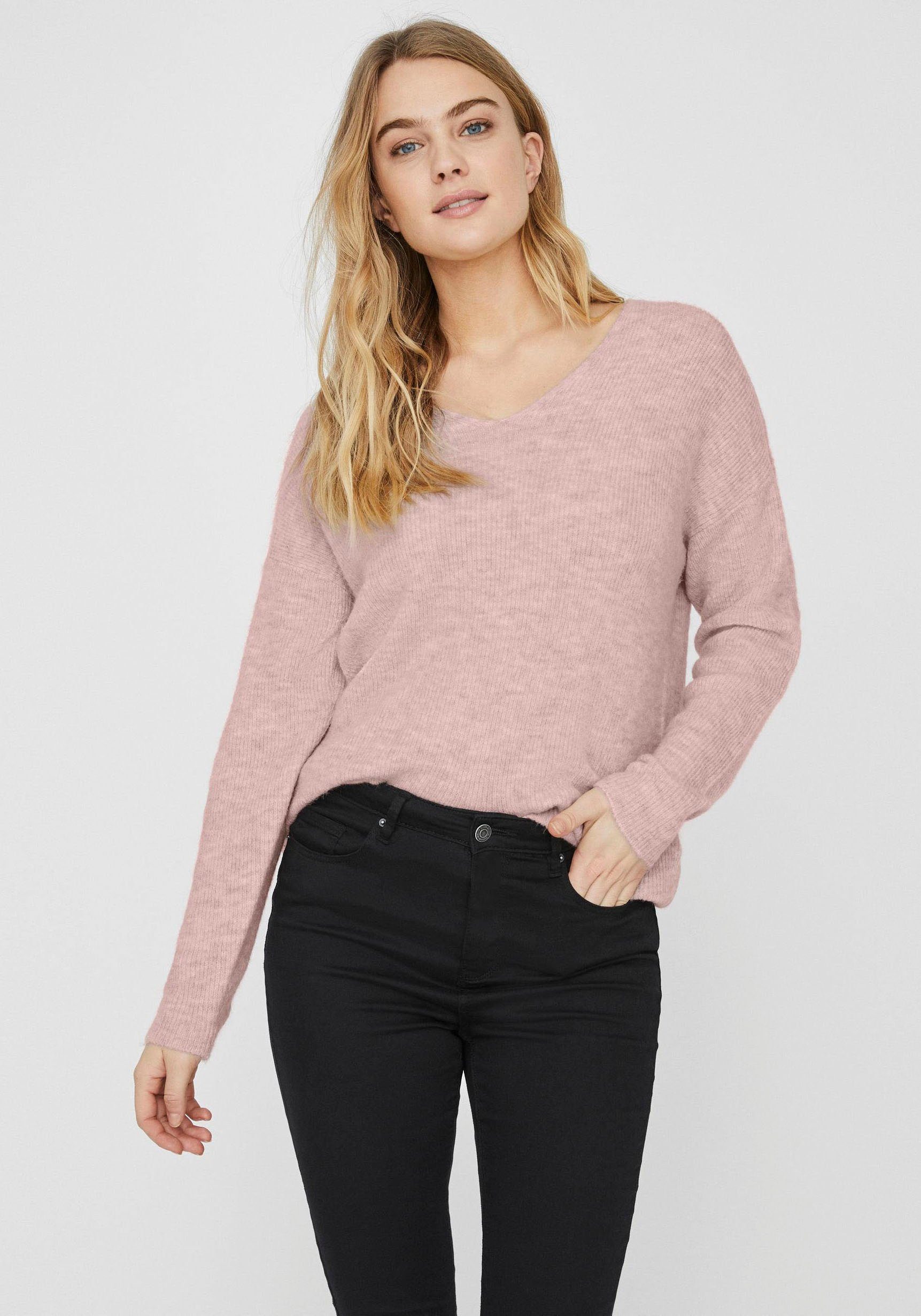 Vero Moda V-Ausschnitt-Pullover VMCREWLEFILE LS V-NECK BLOUSE NOOS